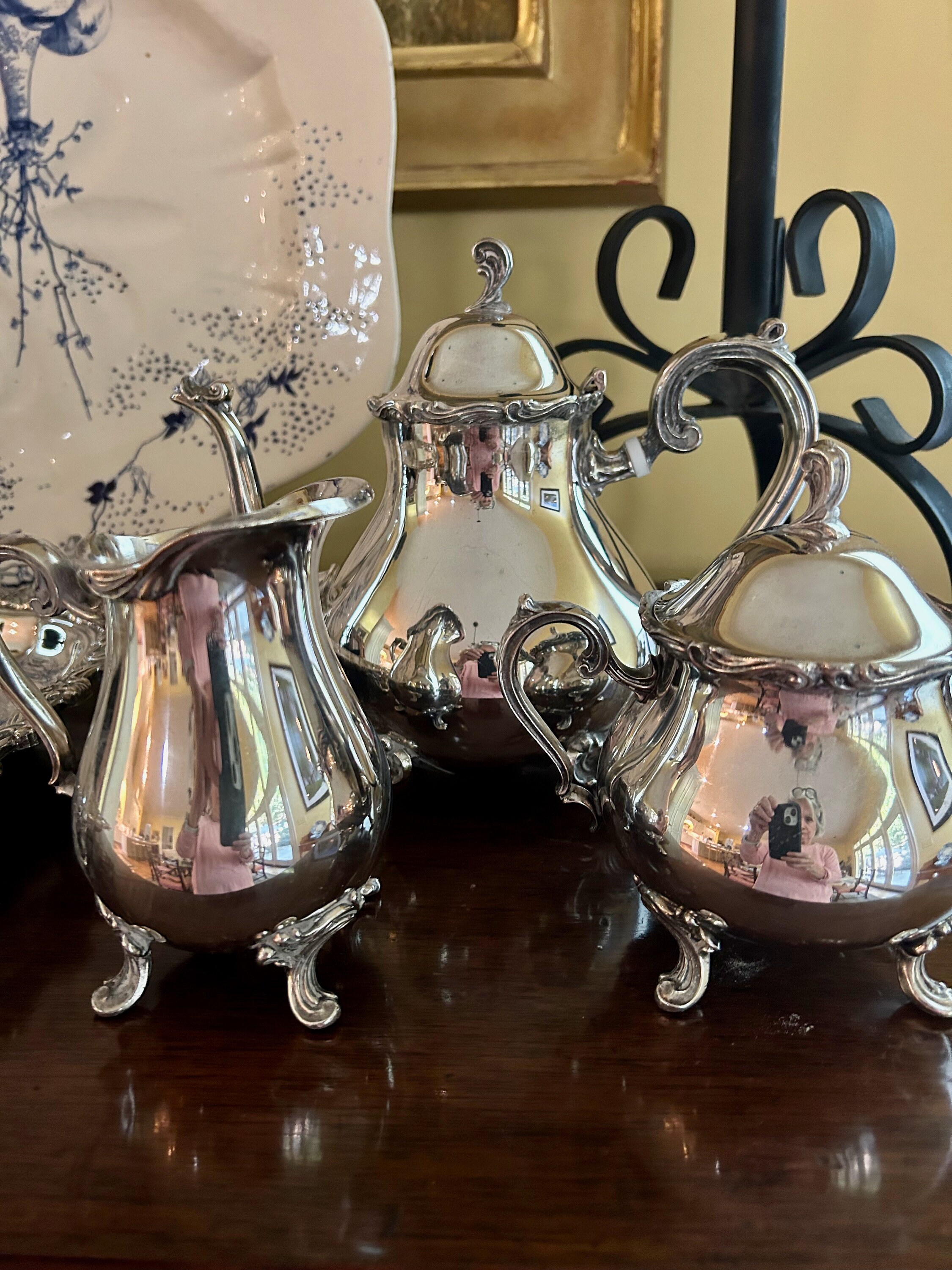 Leonard Silver Plate Tea Service Set, 3 Piece Silver Service, Silver