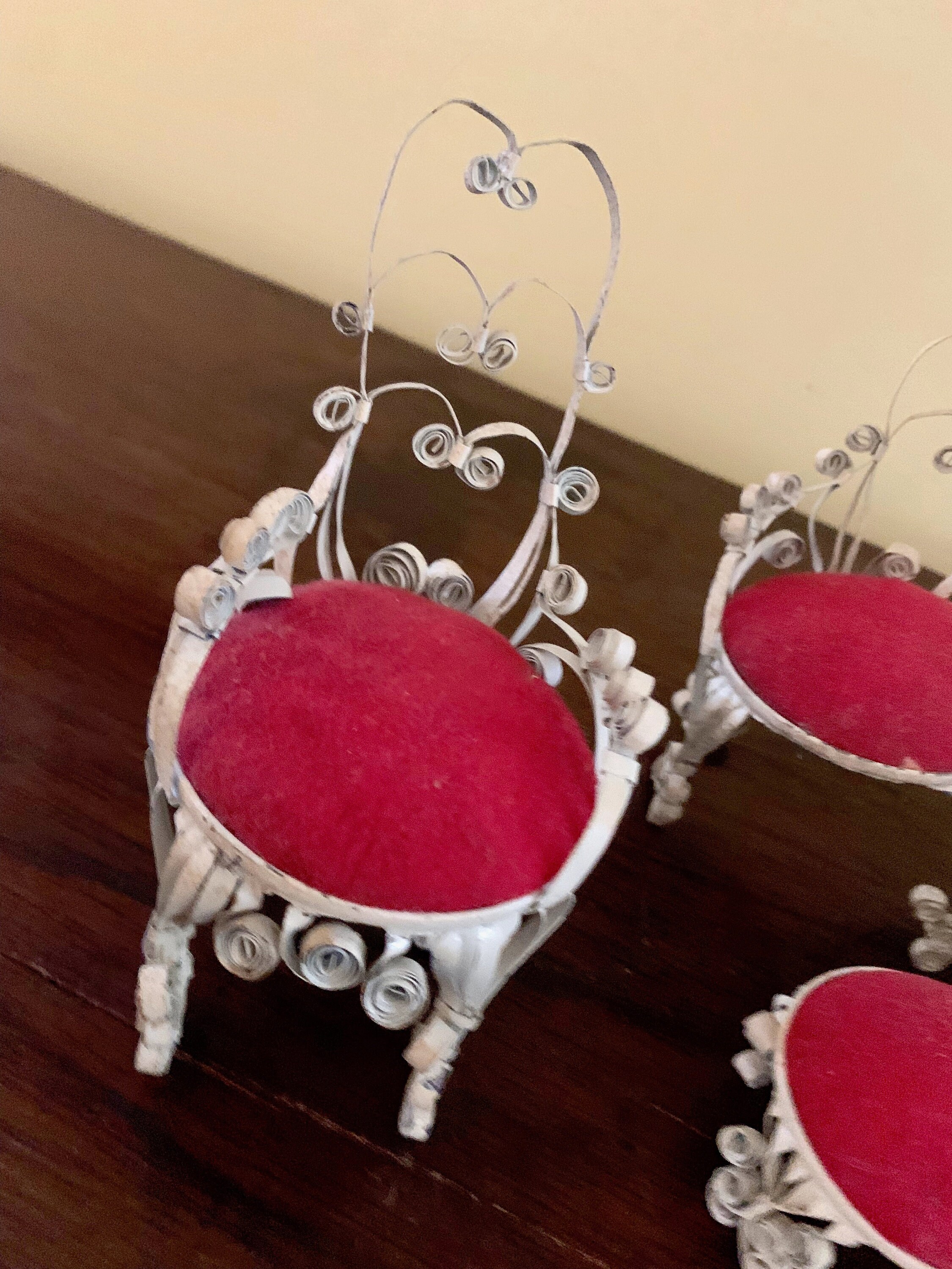 Tin Can Doll Furniture, Folk Tramp Art 4 Piece Settee Set Soda Can Doll