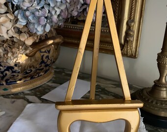 Gold Wooden Easel, Vintage Tabletop Easel, Small Art Easel Chinoiserie Style Decorative Easel, 11.5 In Easel