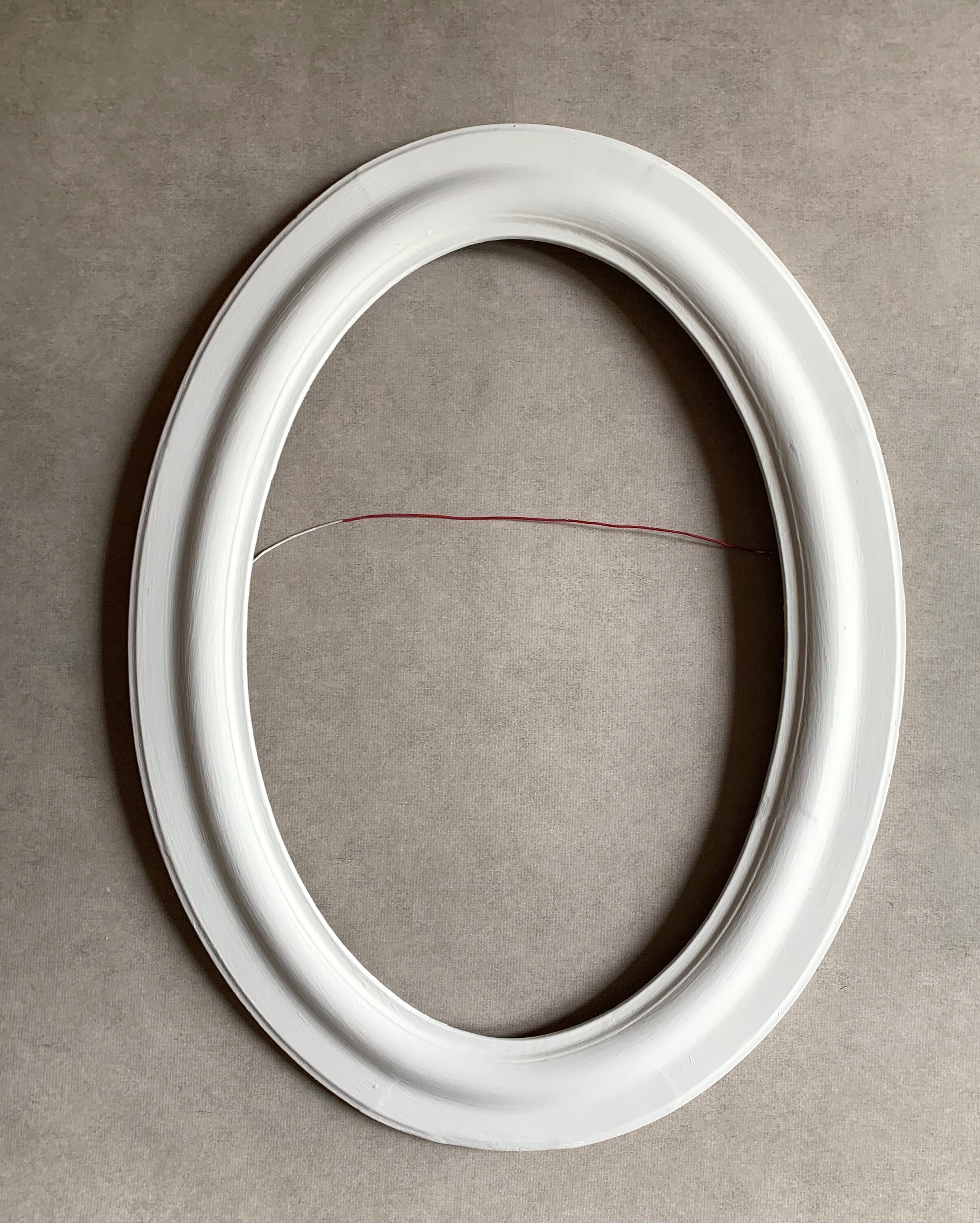 Antique White Oval Picture Frame, Shabby Cottage Painted Large Oval