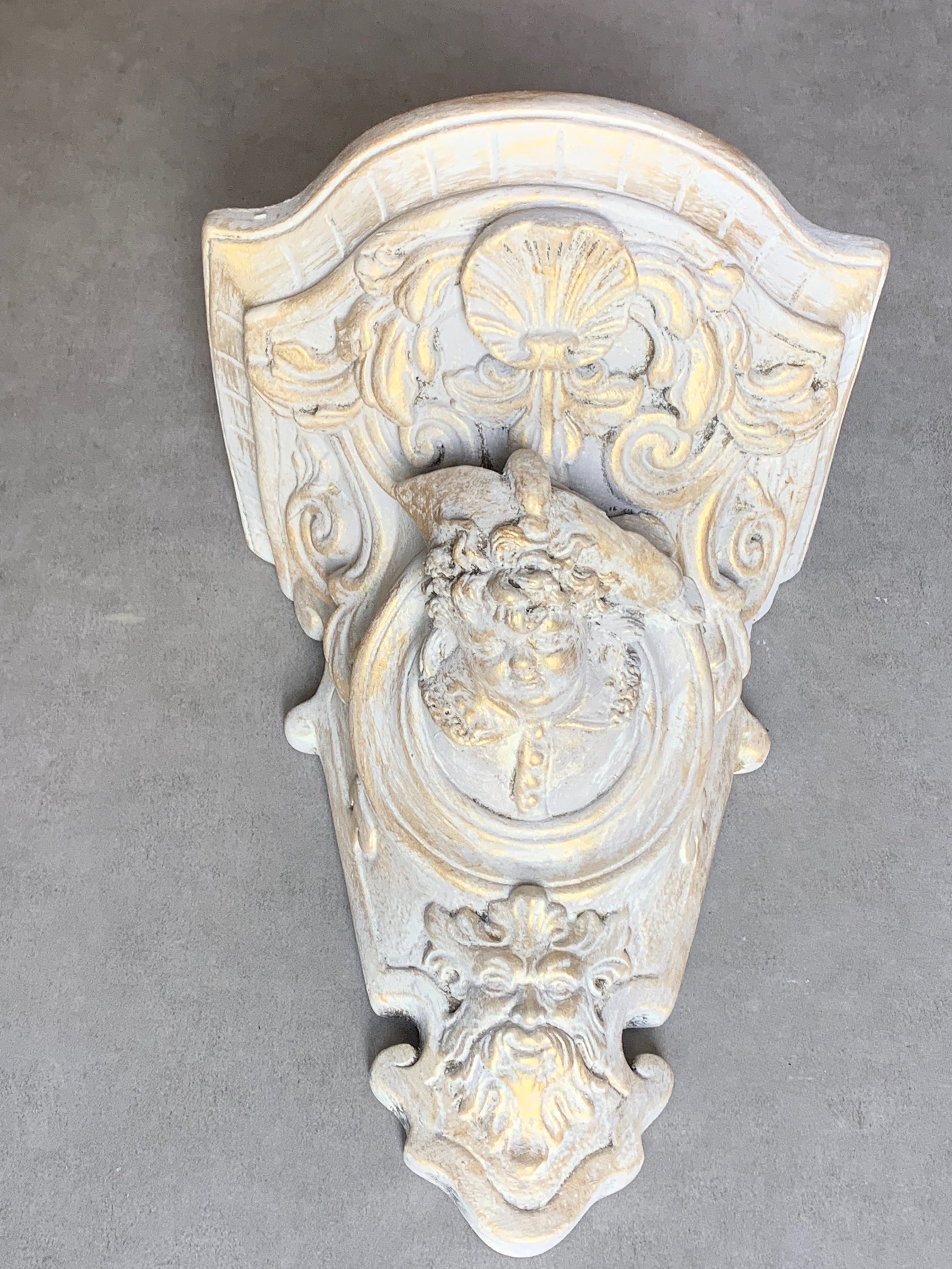 Large Plaster Wall Shelf, Vintage Wood Plaster Wall Sconce ... Large Plaster Wall Shelf, Vintage Wood Plaster Wall Sconce ... on Wooden Wall Sconce Shelf Decorating id=33155