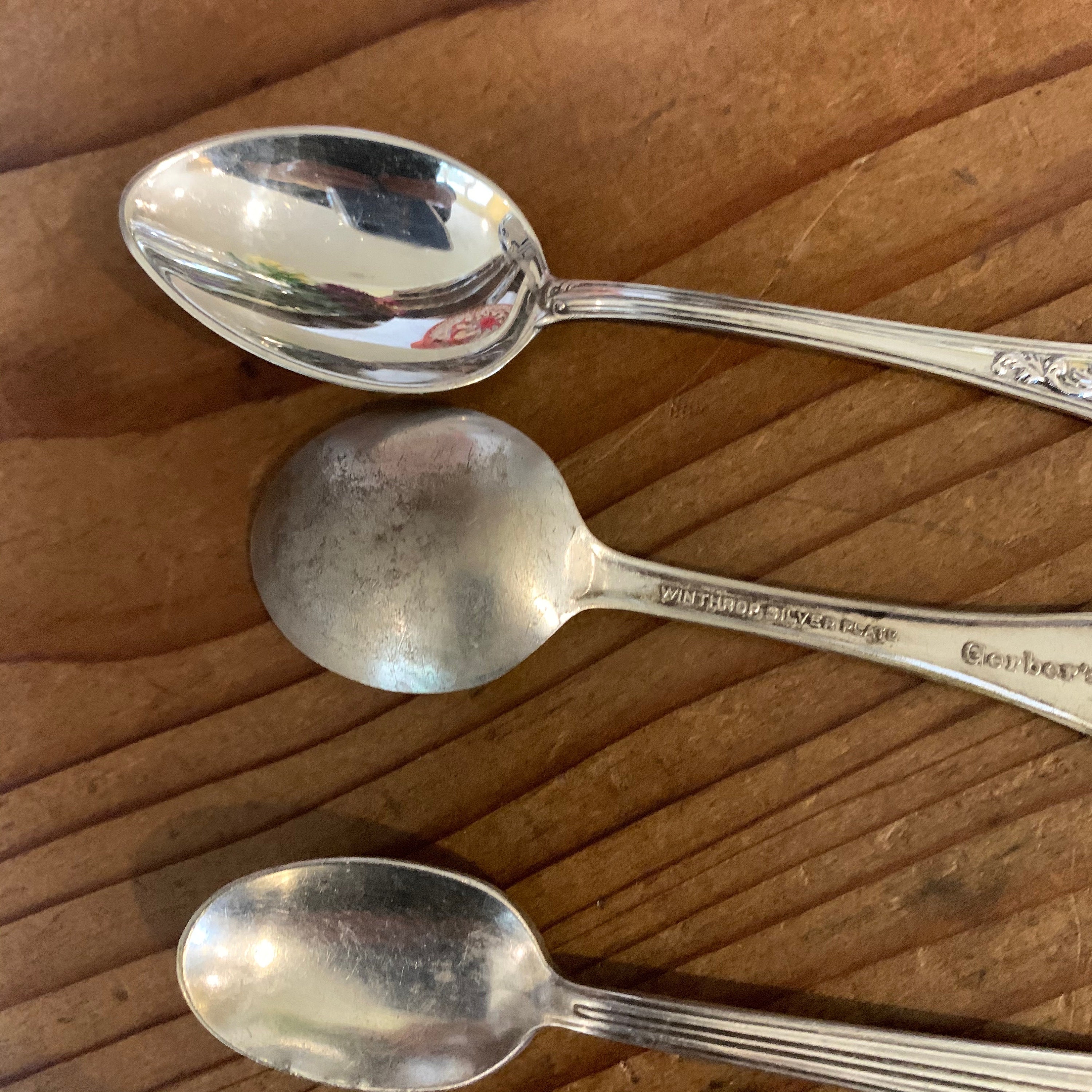 Vintage Small Spoons Set of 3, Baby Gerber Spoon, Demitasse Spoons