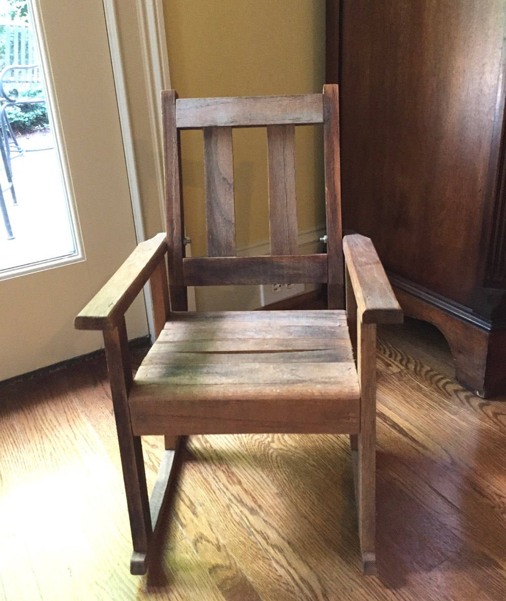 Child's Oak Rocker, Arts and Crafts Style Rocking Chair, Rustic Cottage