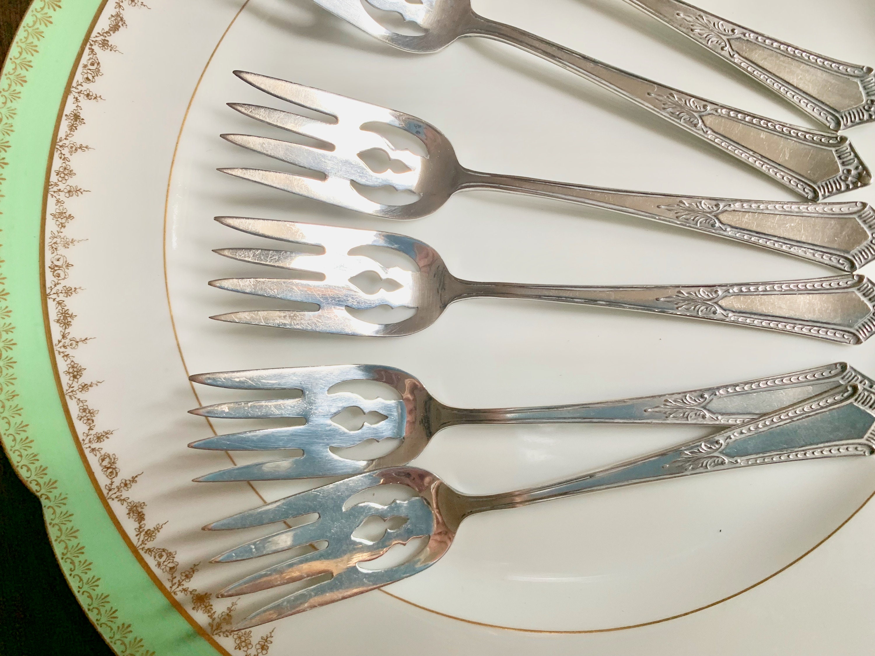 Sterling Silver Pastry Forks, Set of 6 Baker Manchester Sterling Silver