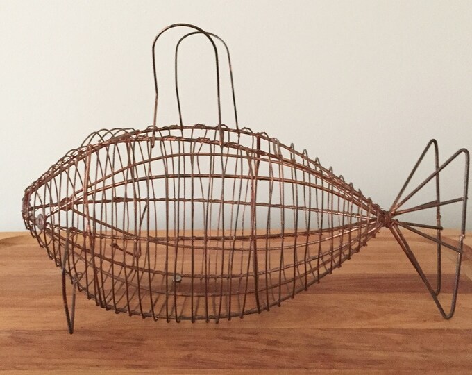 Copper Wire Fish Basket Vintage Copper Wire Fruit Basket Etsy