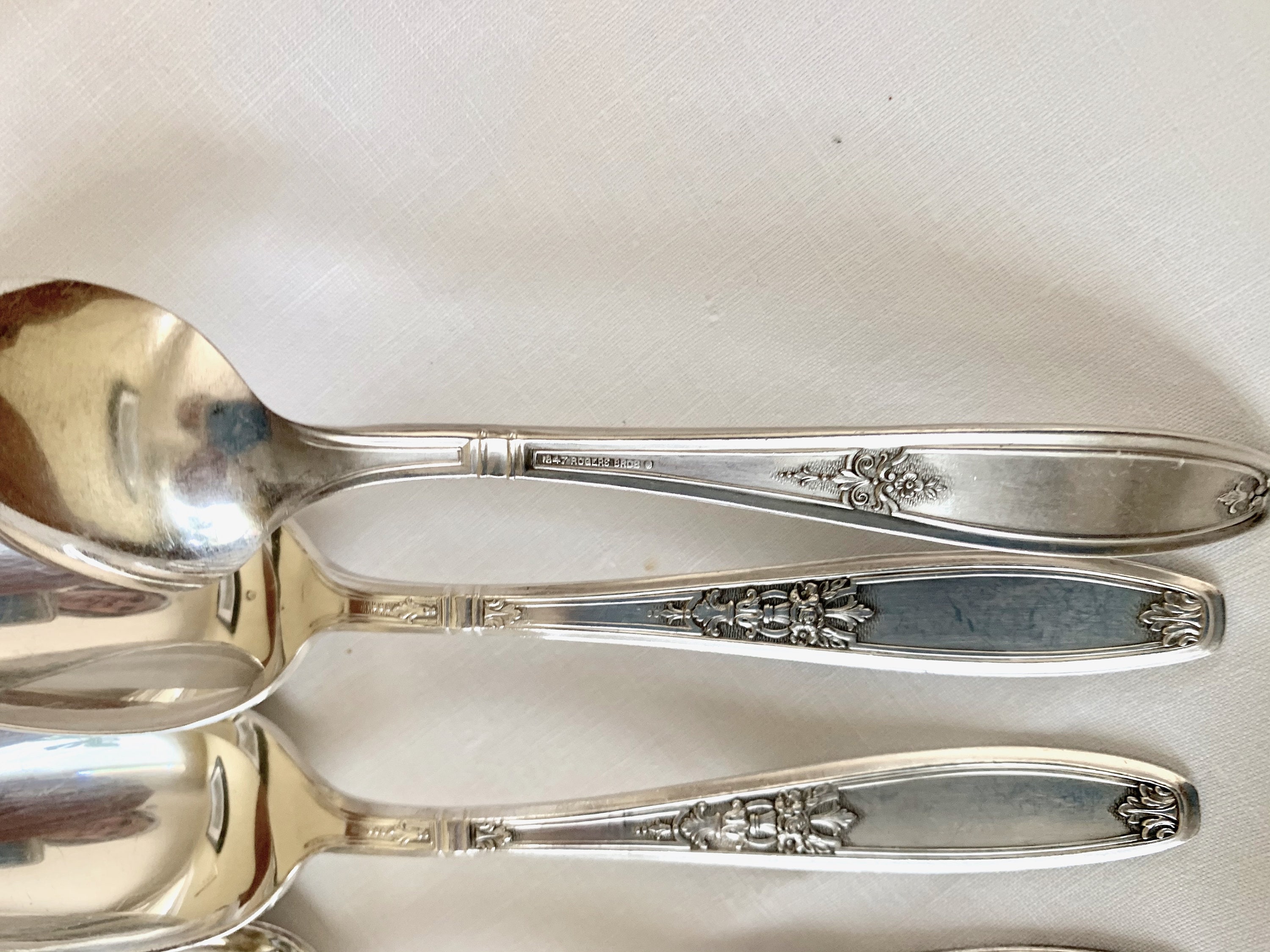 Ambassador Silver Plate Teaspoons, Set of 8 Art Deco Silver Teaspoons