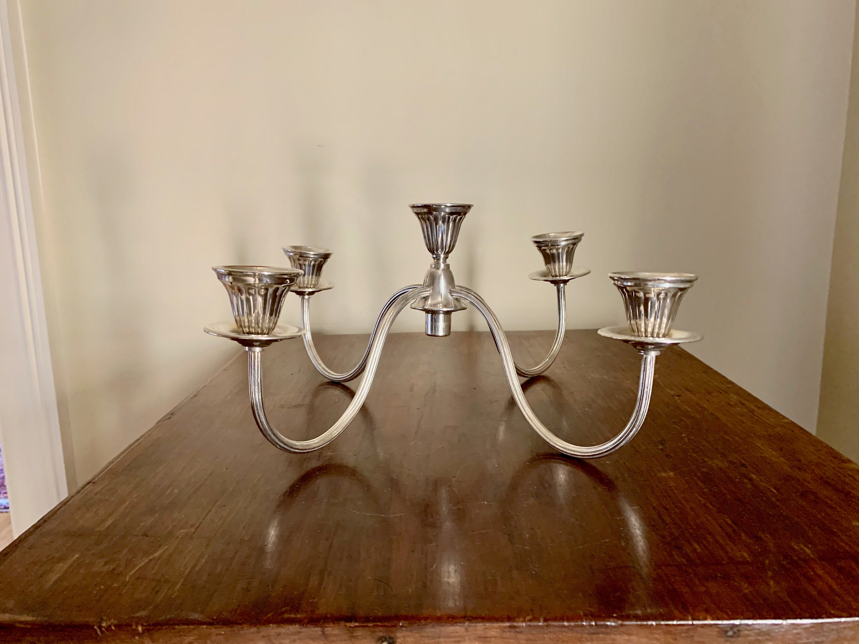 5 Light Candelabra Attachment, 5 Arm Silver Candle Holder, Vintage