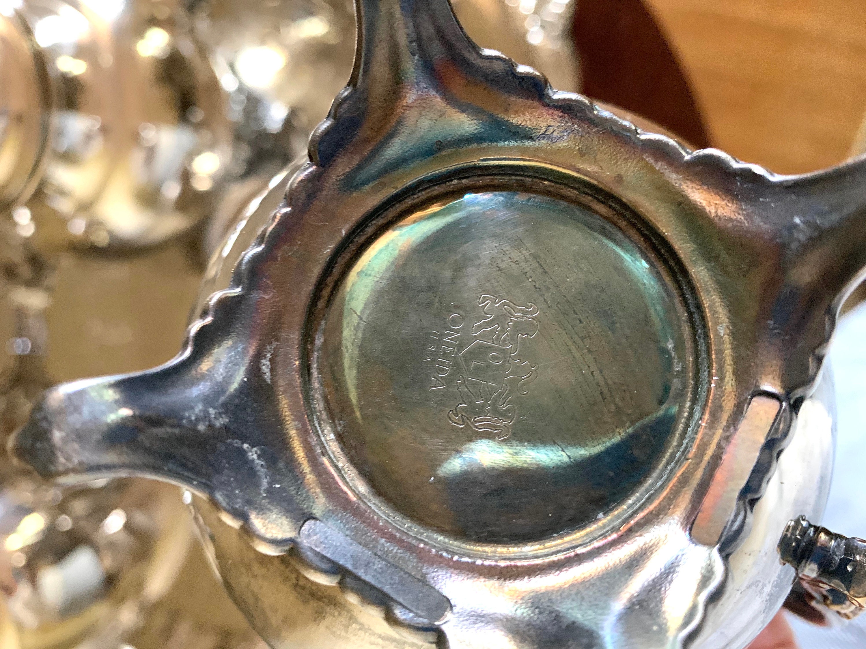 Silver Service Coffee Tea Set, Oneida Silver Plate Coffee Service Set