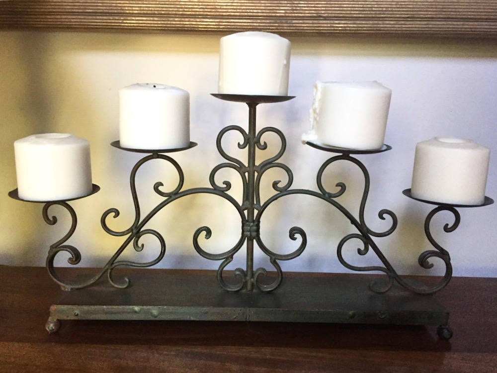 5 Pillar Candelabra, Rustic Farmhouse Pillar Candle Holders, Autumn