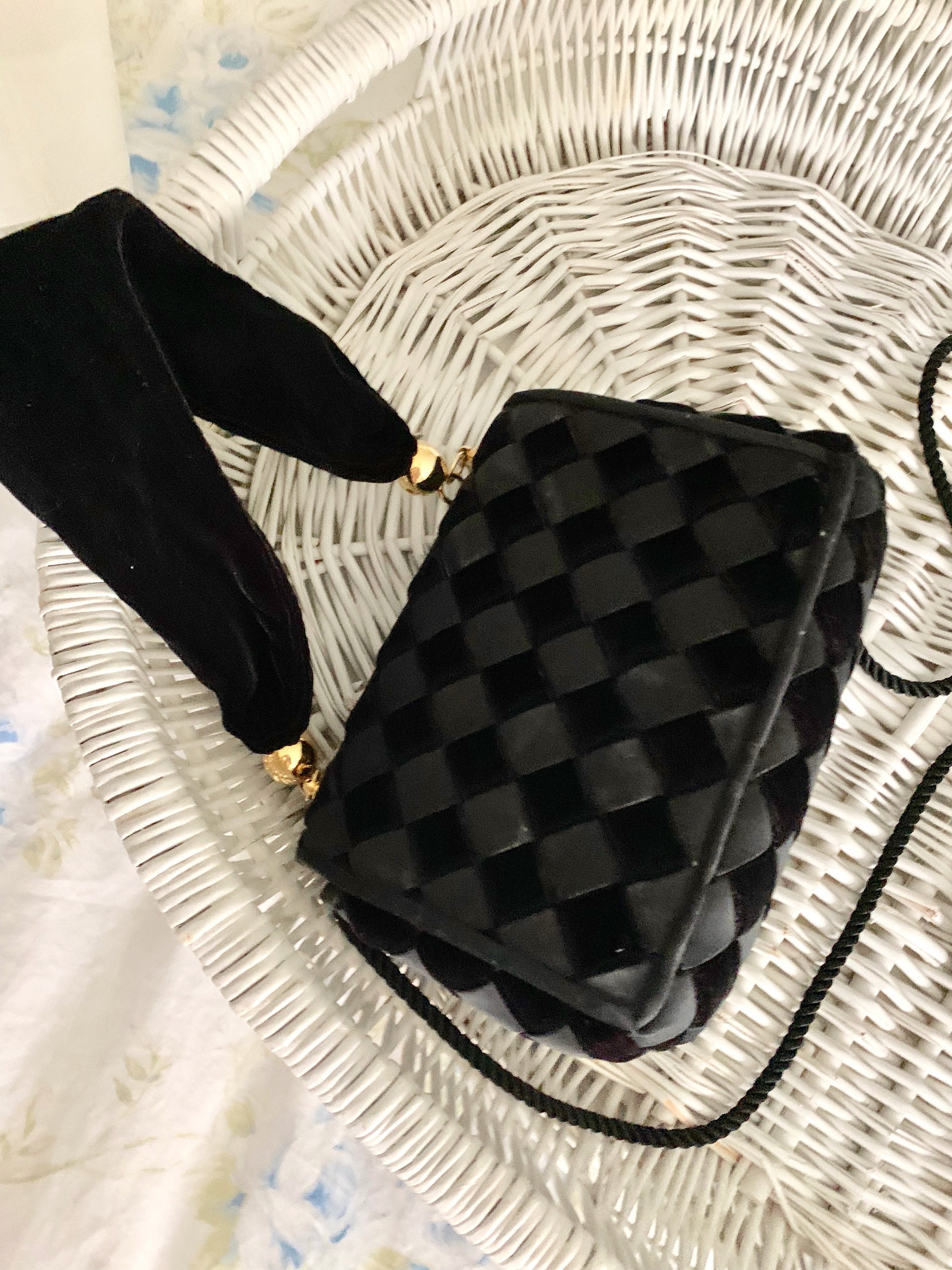 Small Black Evening Bag, Vintage Black Velvet After 5 Purse, Vanessa Cocktail Purse, Holiday