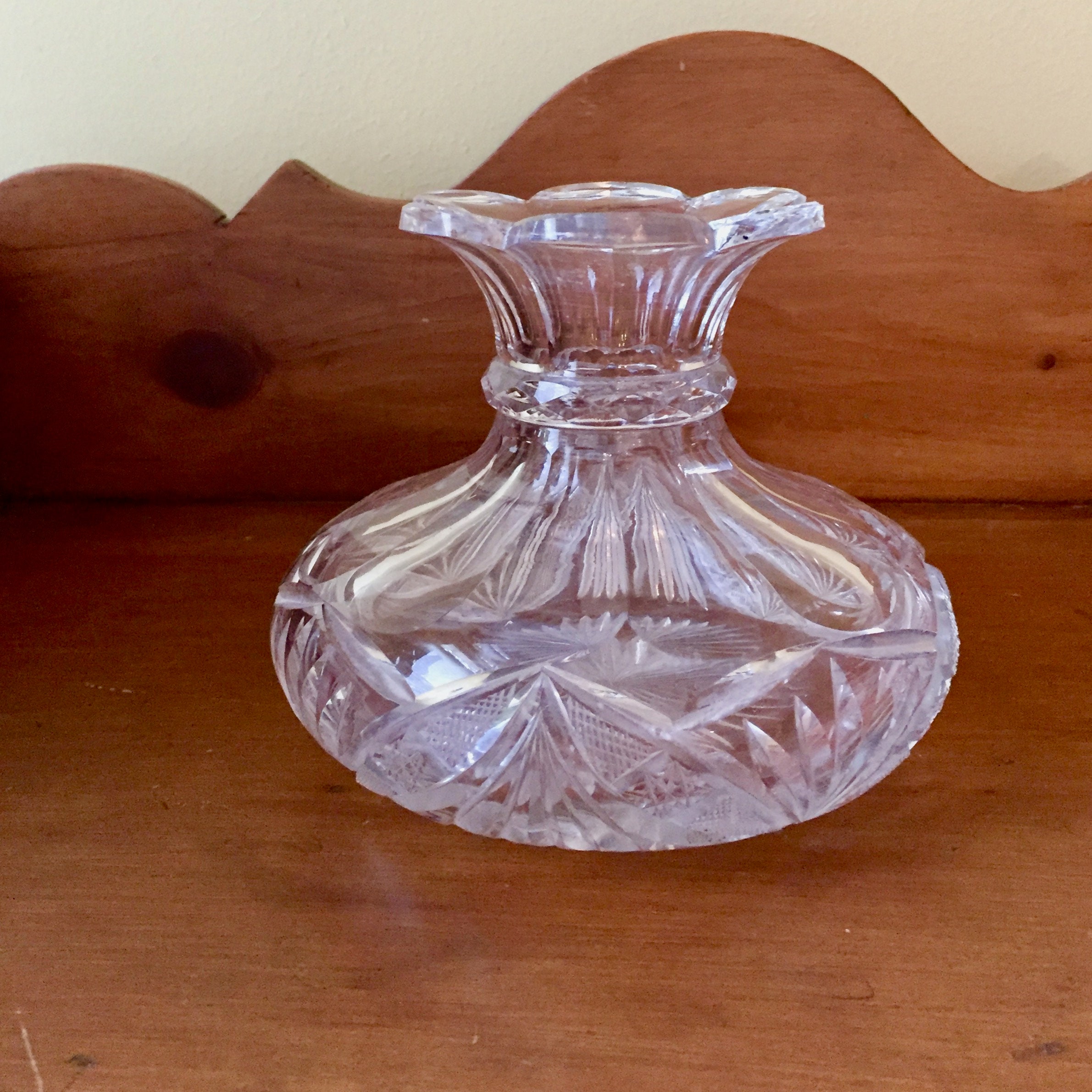 Cut Crystal Decanter, Vintage Cut Glass Wine Water Carafe, Cut to Clear