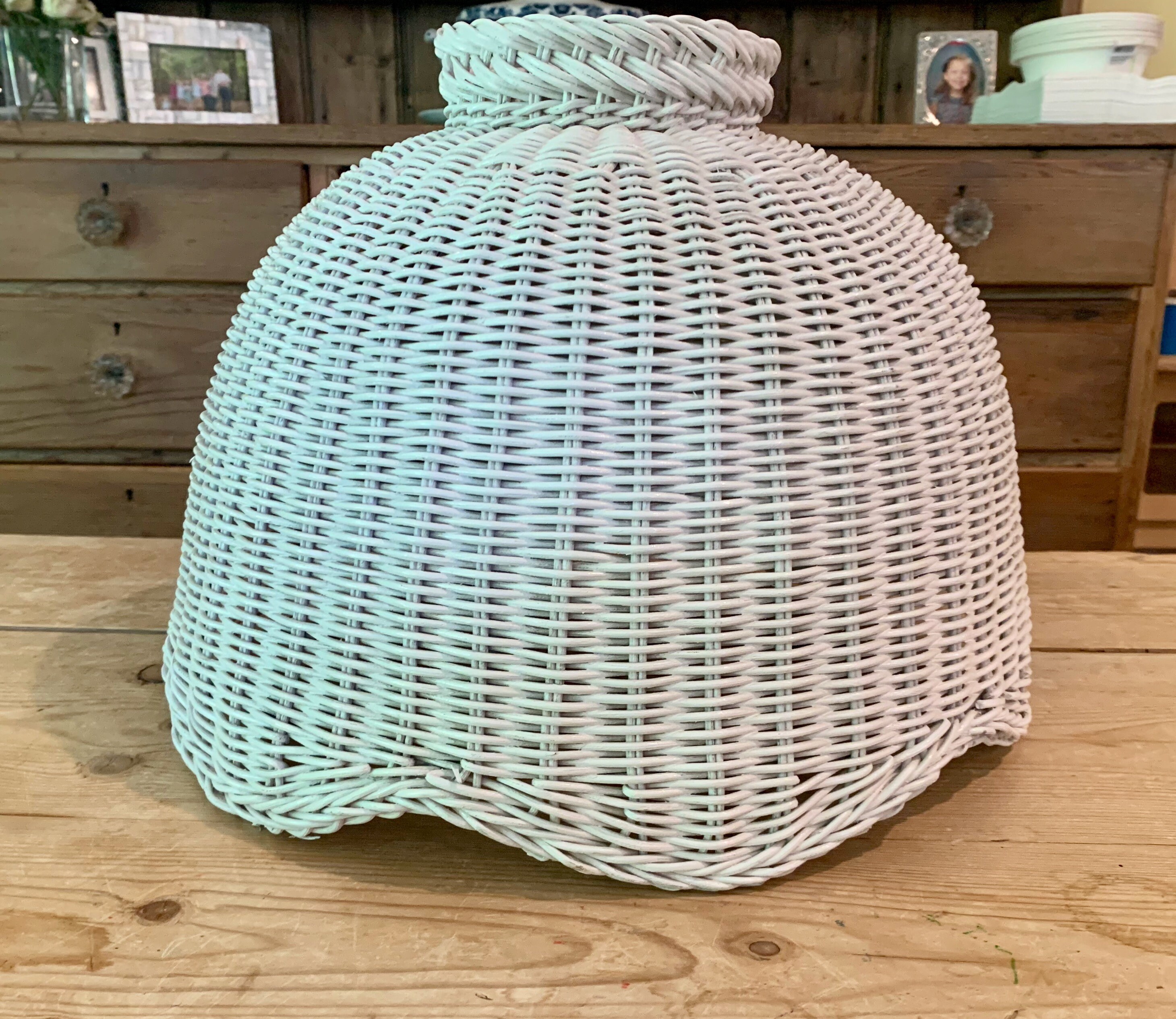 White Wicker Lamp Shade White Rattan Scalloped Lamp Shade 80 s