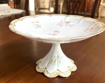 Haviland Limoges Compote, Antique French Porcelain Pedestal Compote,