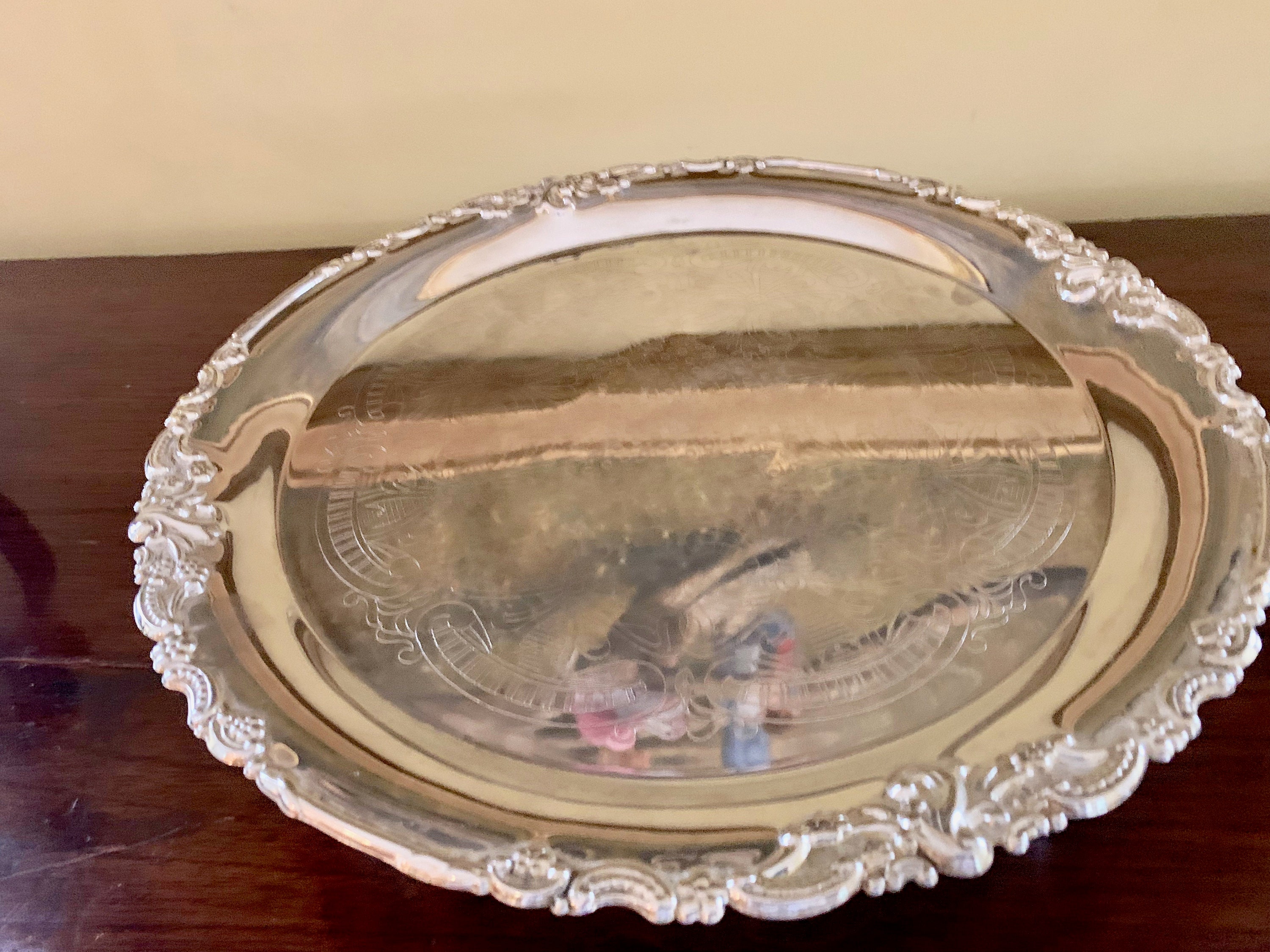 Silver Plate Cake Plate, Vintage Godinger Footed Cake Plate, 12 Inch