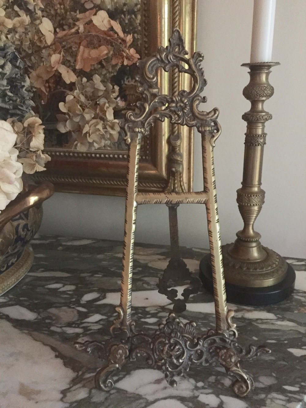 Brass Art Nouveau Style Easel 14 5 Inch Ornate Table Top Book