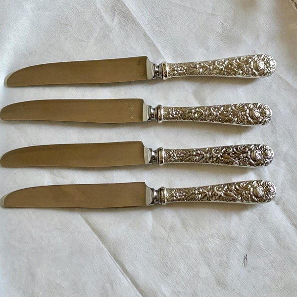 S. Kirk and Son Repousse Dinner Knife, Modern French Hollow Knife with Bolster, 4 Available Each Sold Separately, Stainless Blade,