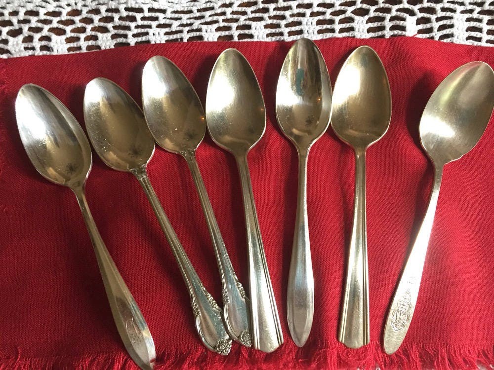 Vintage Teaspoons, Sugar Spoon, Mix and Match Silver Plate Spoons, Set