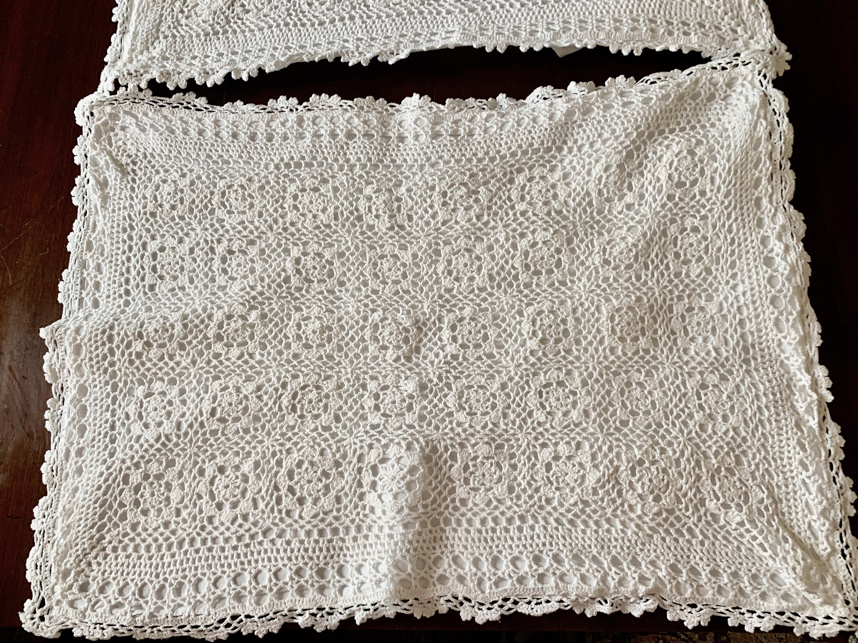 White Crochet Pillow Shams, Pair Standard White Crochet Lace Pillow