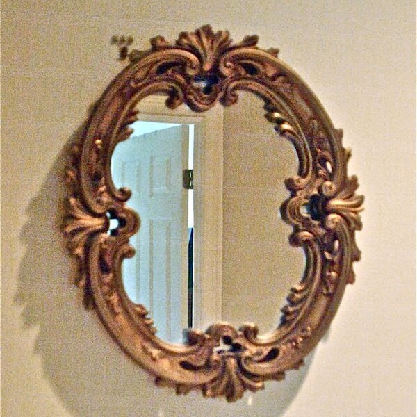 Gold Plaster Oval Mirror, Art Nouveau French, Hollywood Regency,Vintage 1960's Home Decor Wall Decor, Very Good Condition