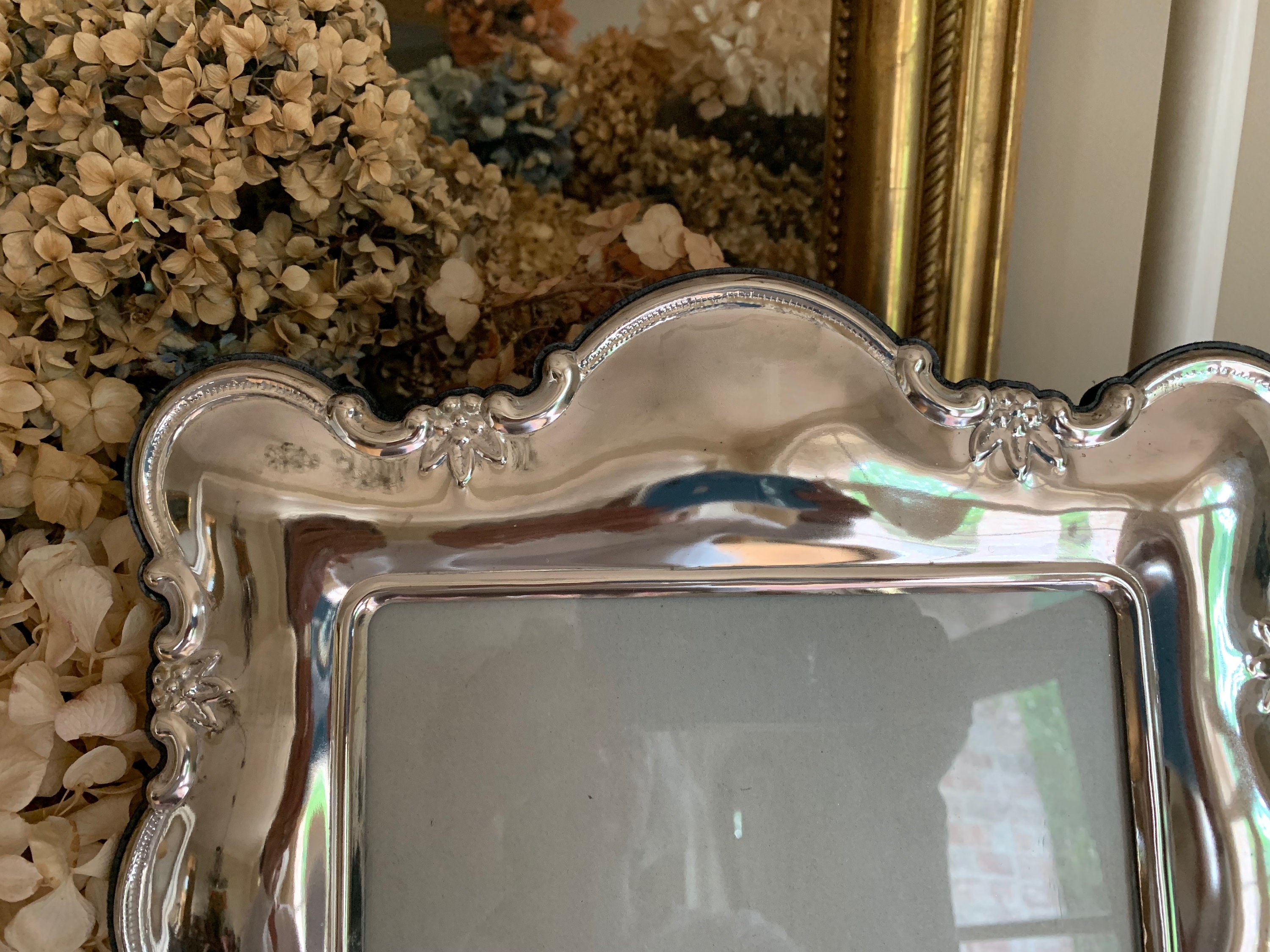 Large Silver Photo Frame, Decorative Silver Plate 8 x 10 Picture Frame