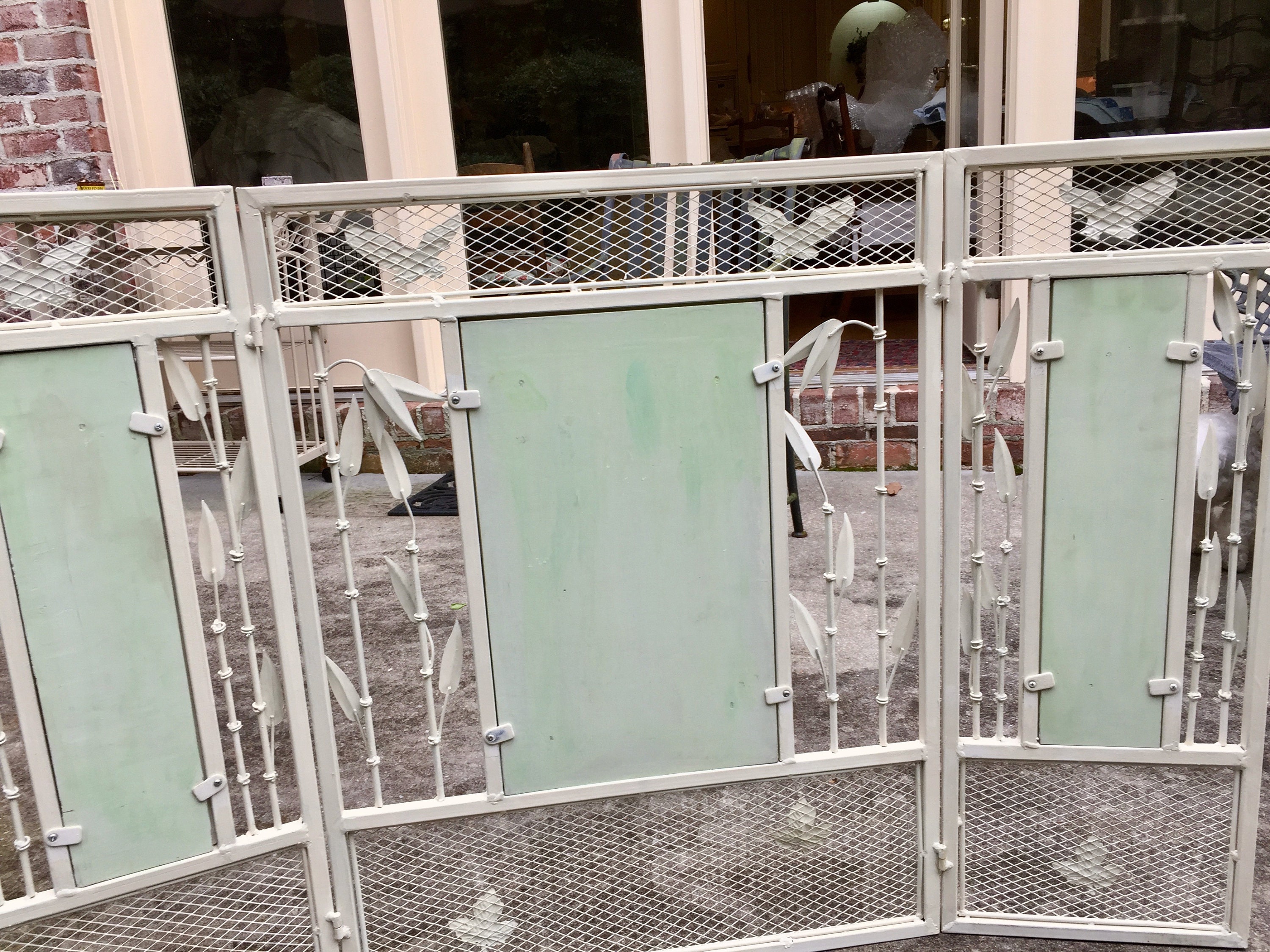 Vintage Summer Fireplace Screen, Folding Metal Fireplace Screen