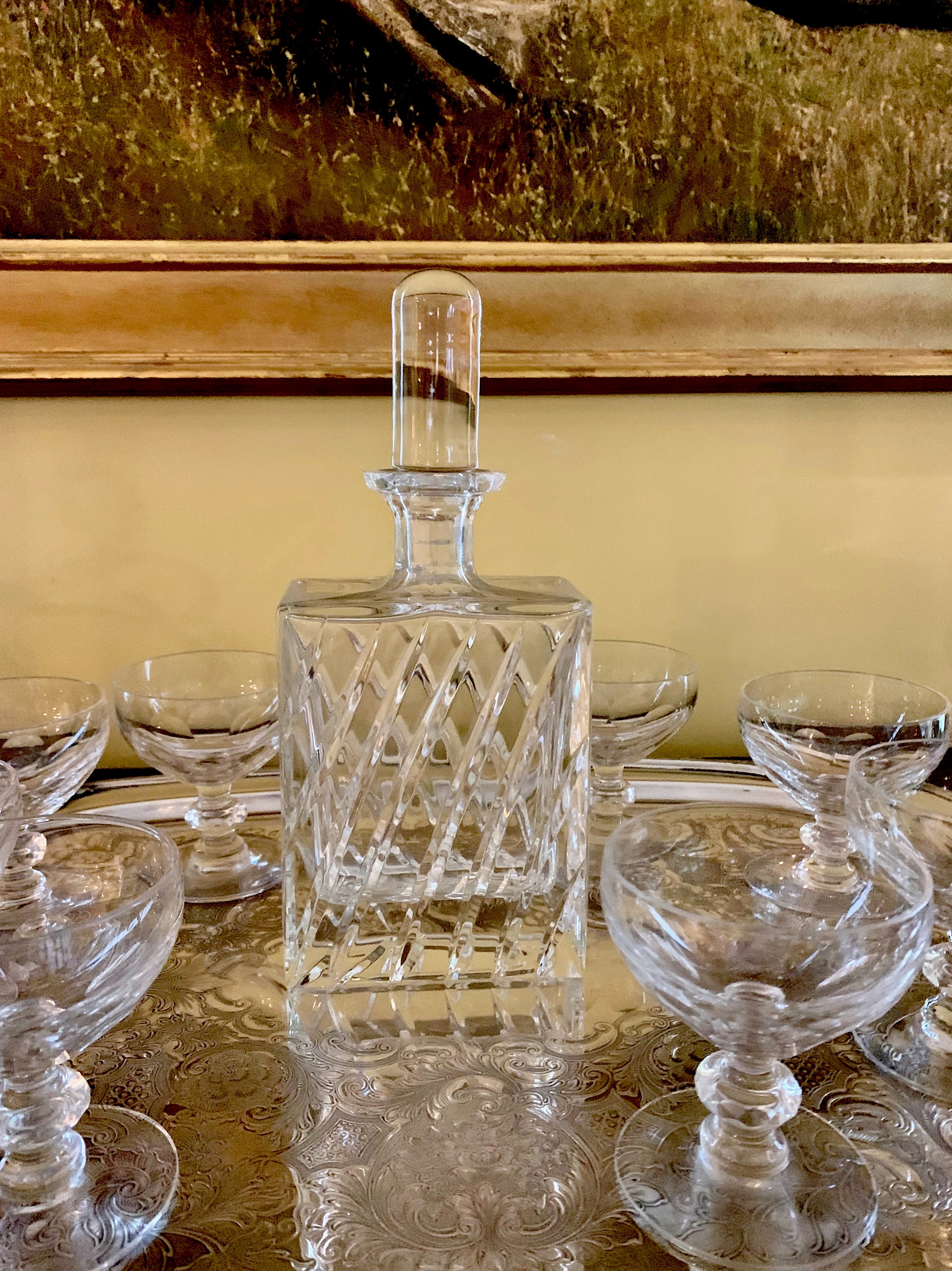 Crystal Decanter, Heavy Lead Crystal Whiskey Decanter with Stopper