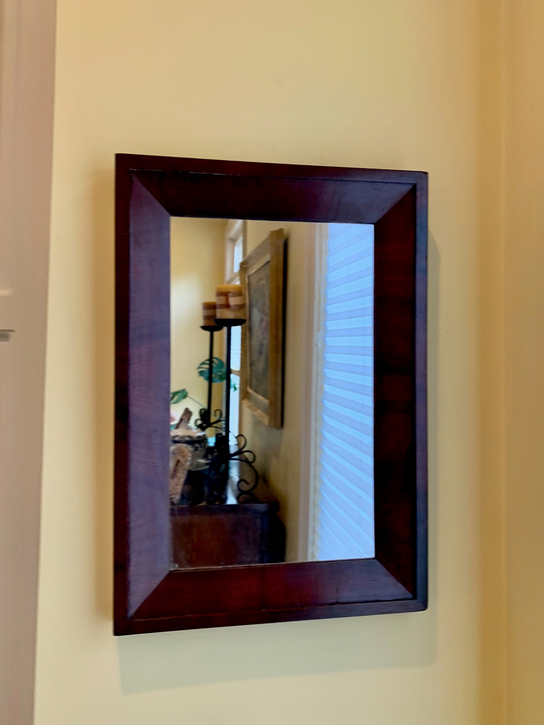 Mahogany Ogee Framed Mirror, Antique Empire Style Mahogany Mirror, 21.5