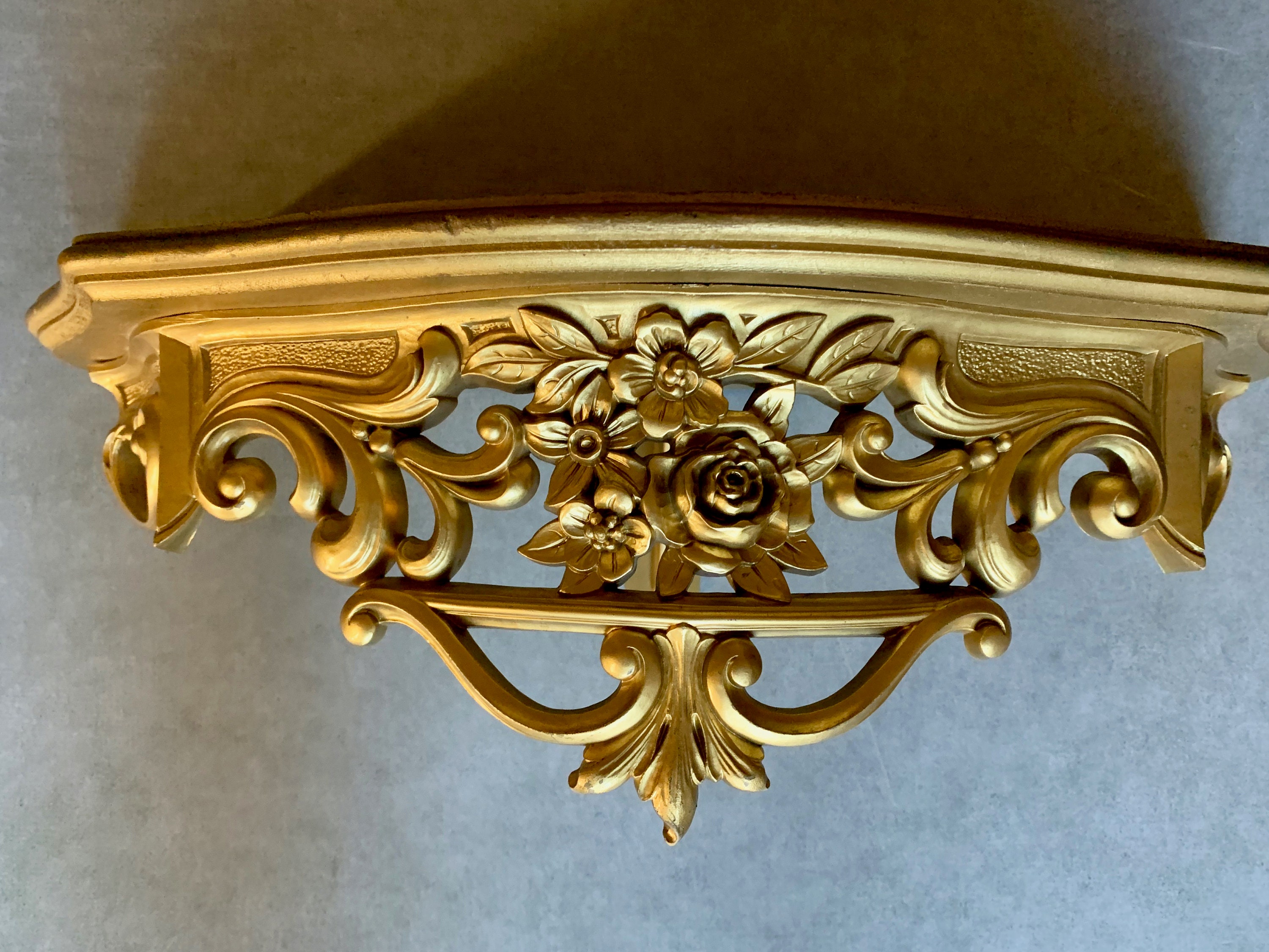 Vintage Syroco Gold Shelf, Hollywood Regency 19 Inch Shelf, Bed Crown