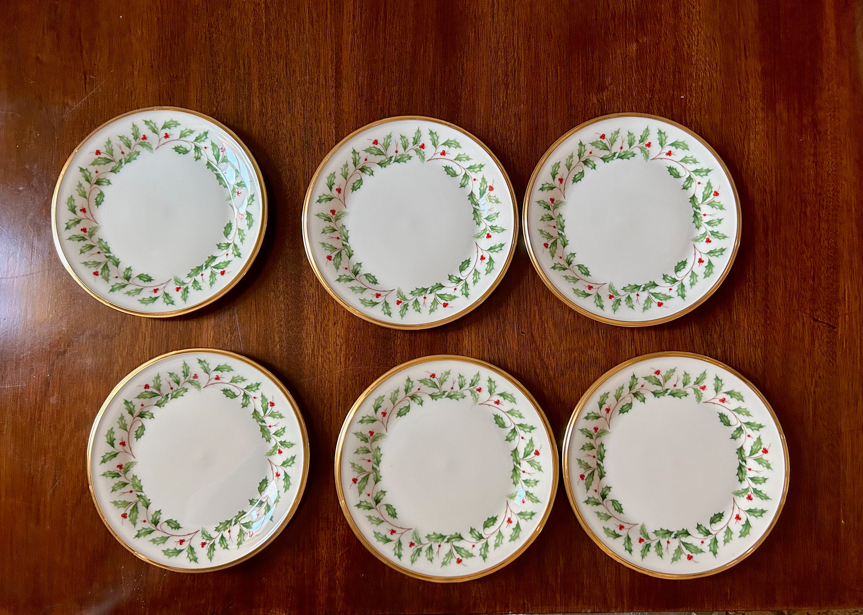 Reserve Claire, Lenox Holiday Bread and Butter Plates, All 6 Reserved
