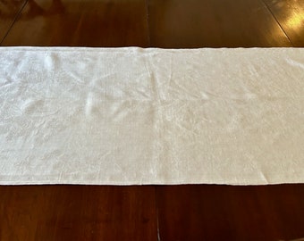 Damask Table Runner, Vintage White Damask Table Scarf, Table Runner, Large Tea Towel, Linen Gift, 2 Available Each Sold Separately