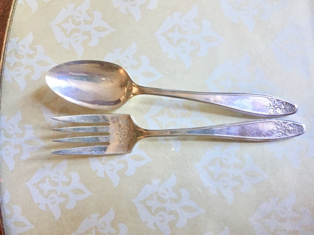 Art Deco Silver Plate Flatware 47 Pieces, 9 Place Settings Lady Doris