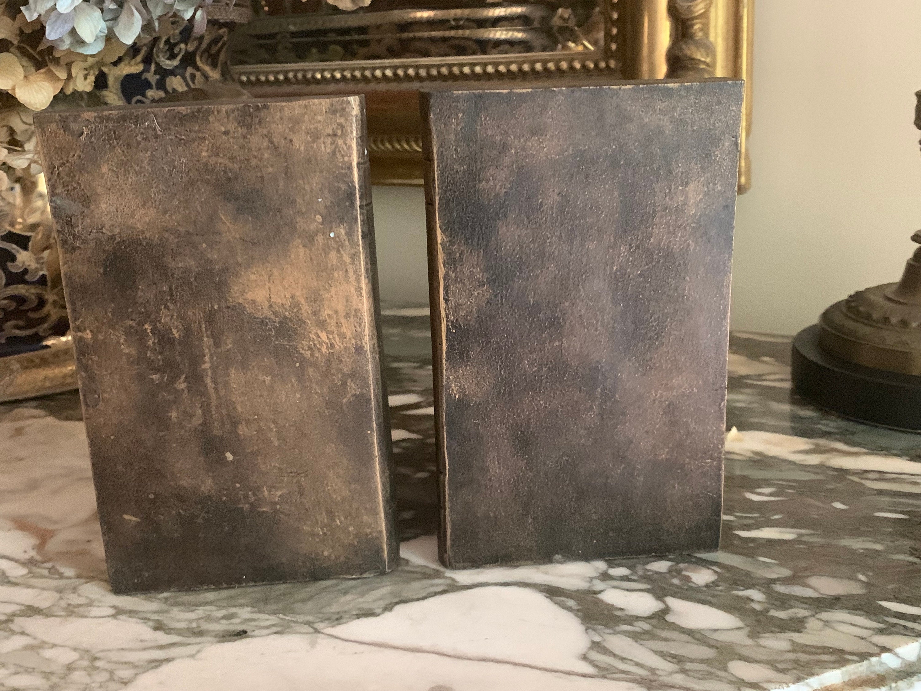 Pair Plaster Bookends, Vintage Bookends Shaped as Books with Grapes