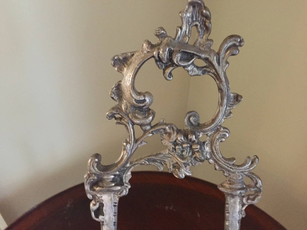 Ornate Art Nouveau Style Easel, 18 Inch Table Top Easel, Ornate Metal