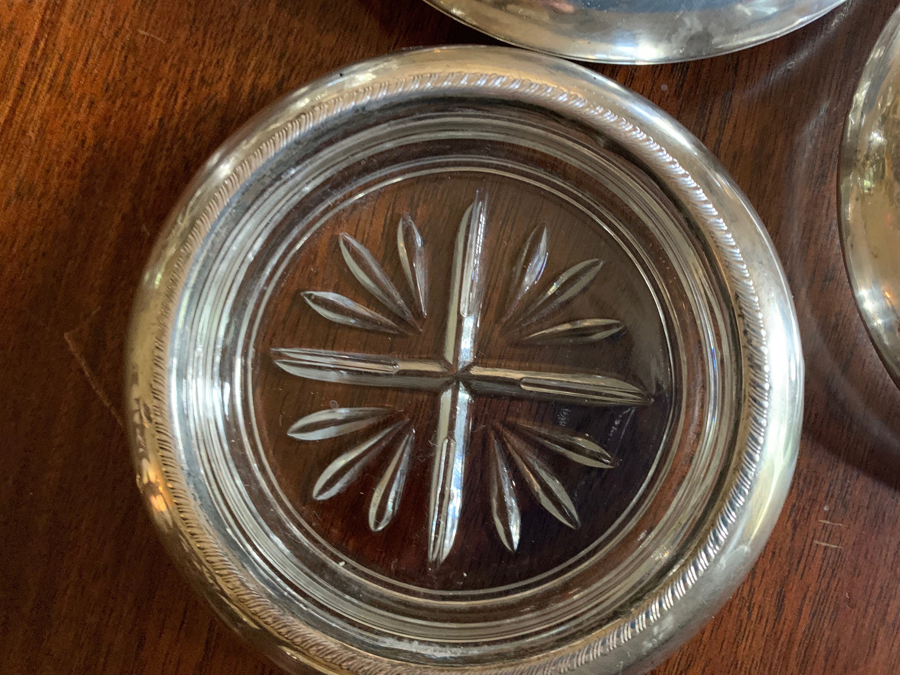 Reserve Srirupa, Sterling Glass Coasters, 4 Sterling Silver Barware