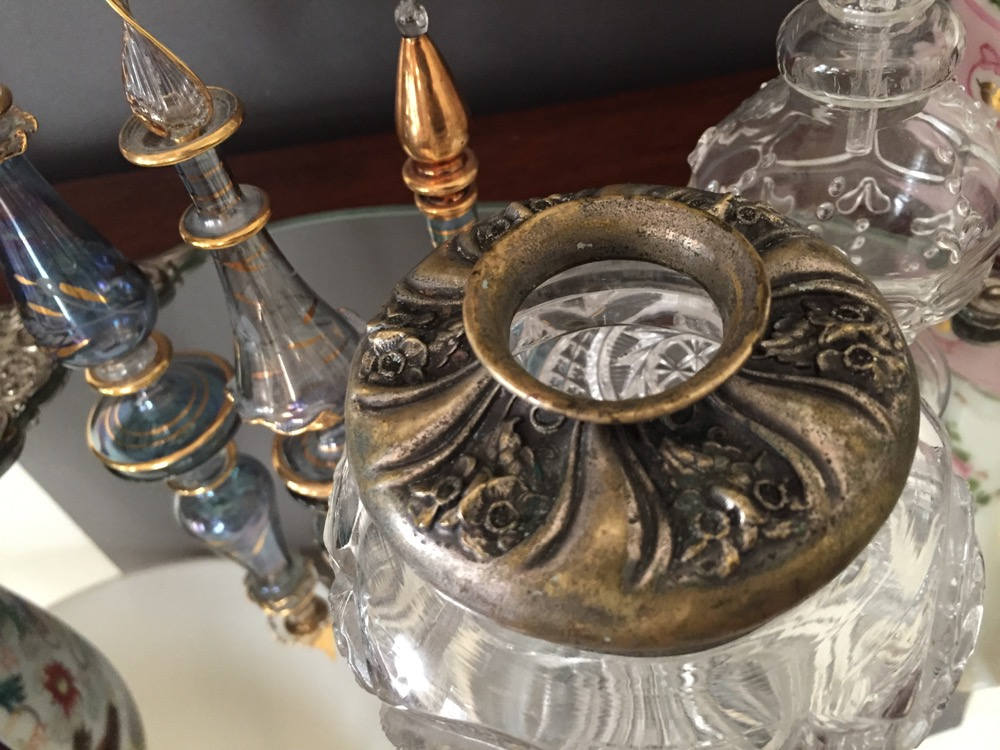 Reserve Marta, Antique Pressed Glass Hair Receiver, Art Nouveau Boudoir