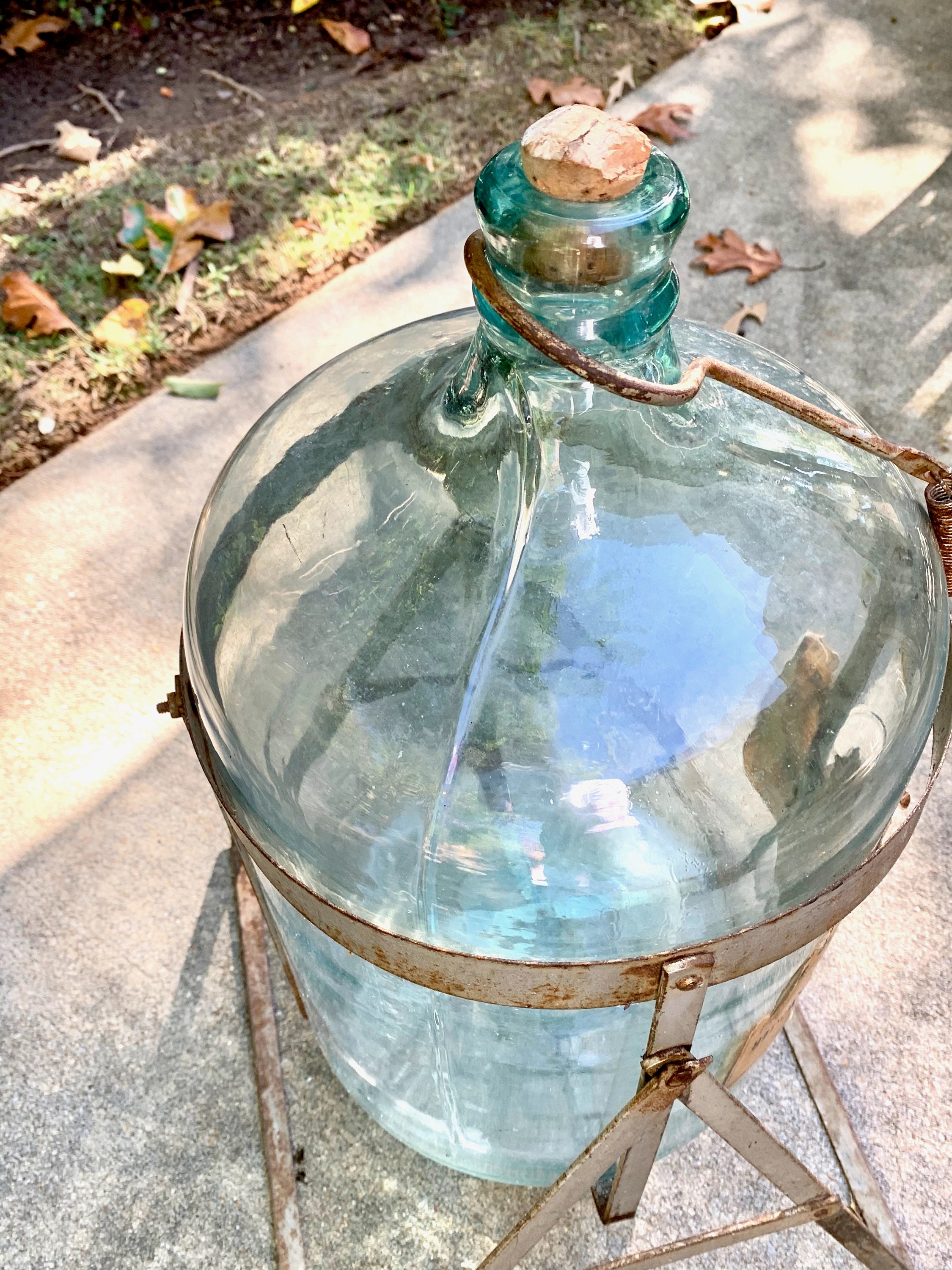 Reserve Lori, Rare Vintage Demijohn Water Jug Original Stand, Blue