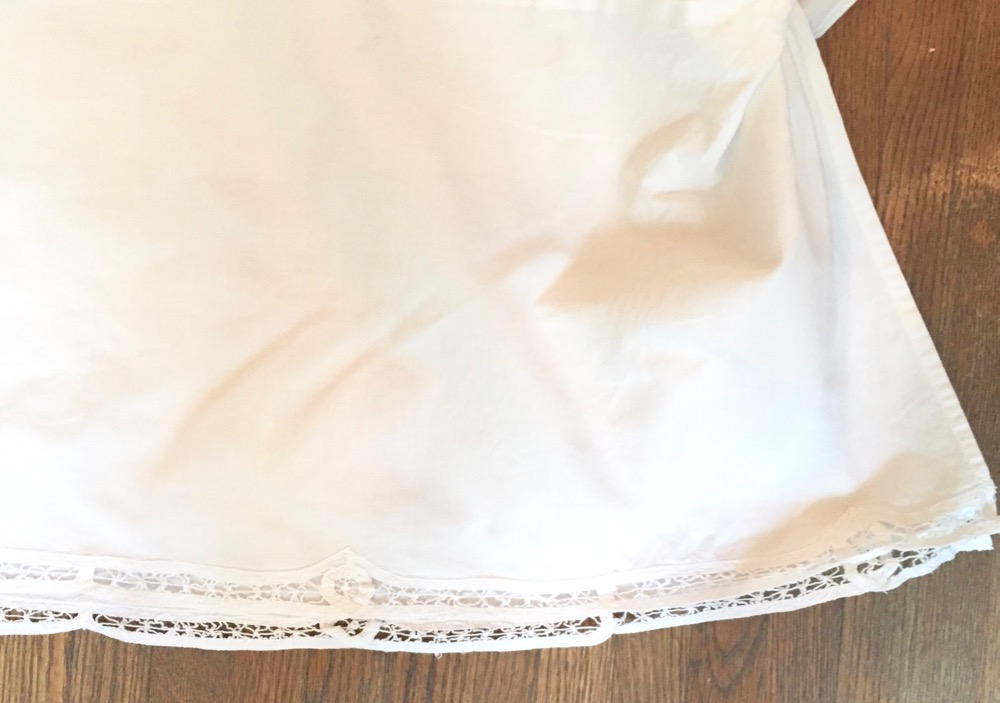 White Battenburg Bed Skirt, Battenburg Dust Ruffle, Full Size, Shabby