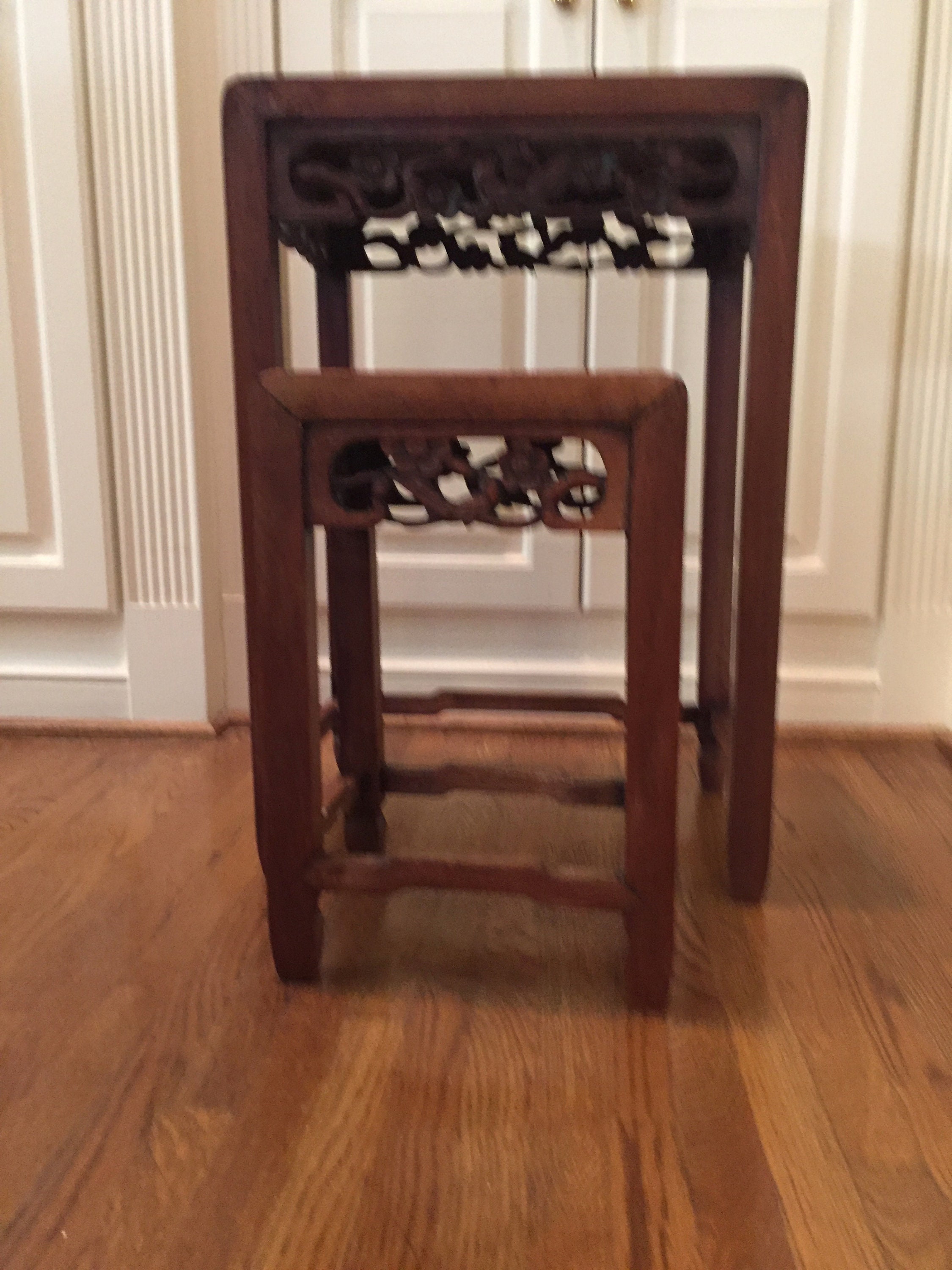 Walnut Asian Style Table, Small Side Table, Wooden Plant Stand