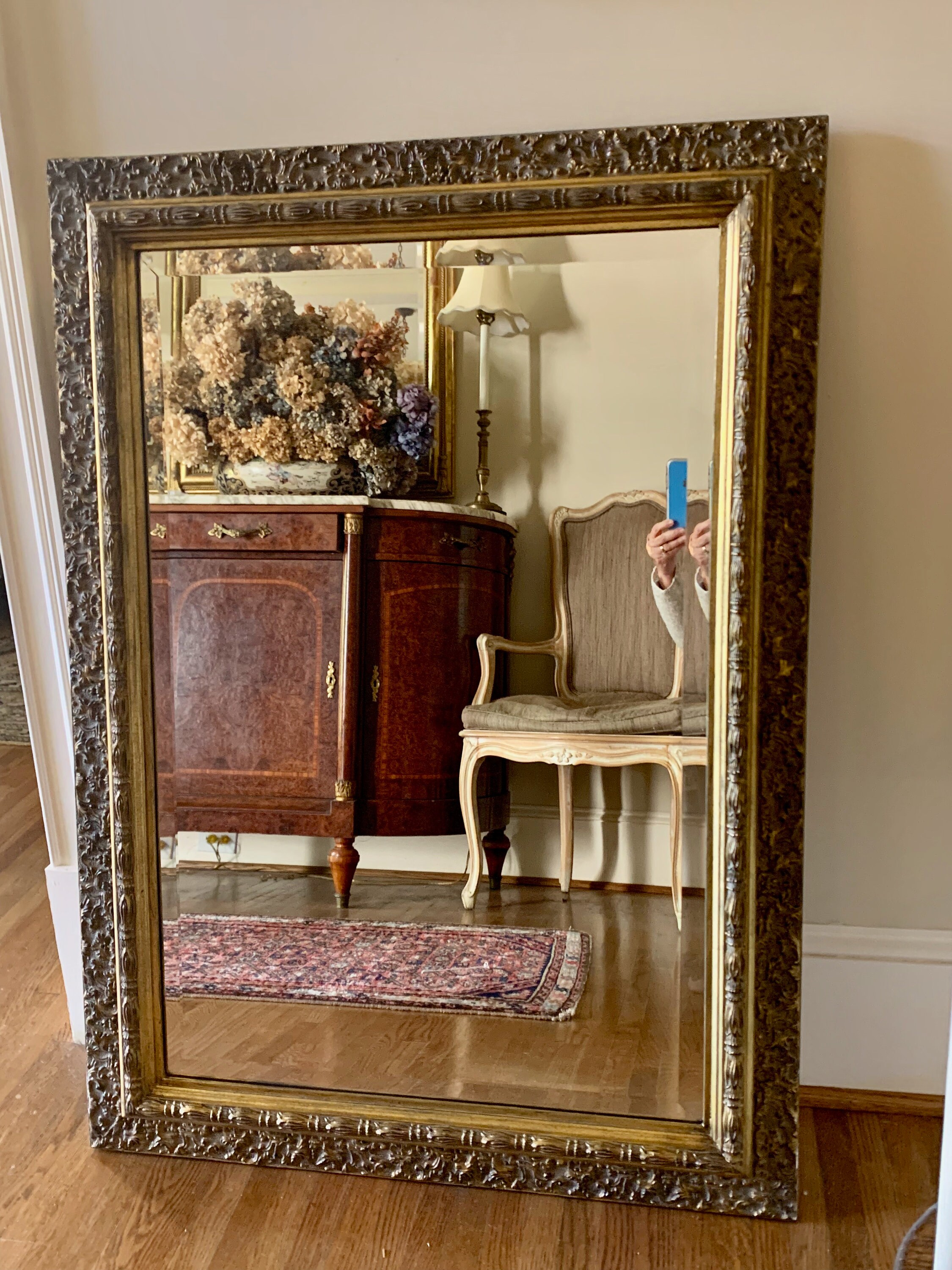 Gold Plaster Mirror, French Regency Beveled Mirror, Decorative 24 x 36
