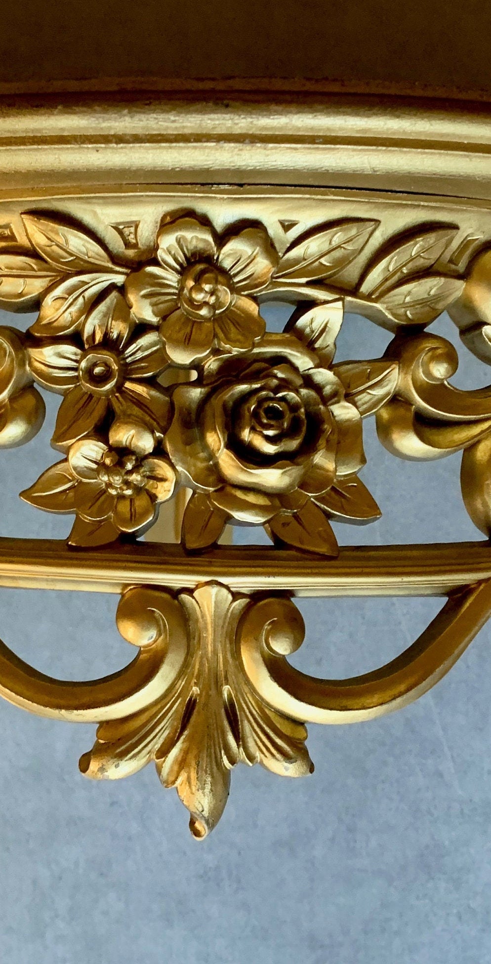 Vintage Syroco Gold Shelf, Hollywood Regency 19 Inch Shelf, Bed Crown