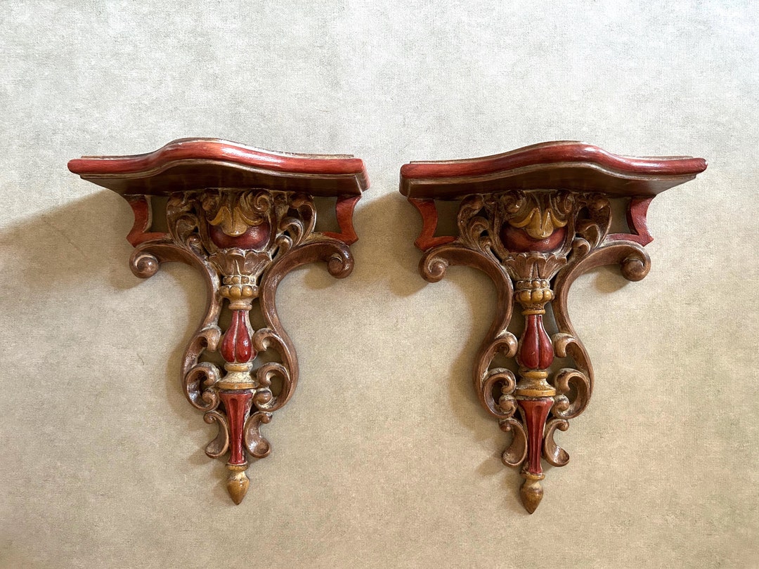 Vintage Wall Sconce Shelves Pair of Vintage Italian Style Etsy