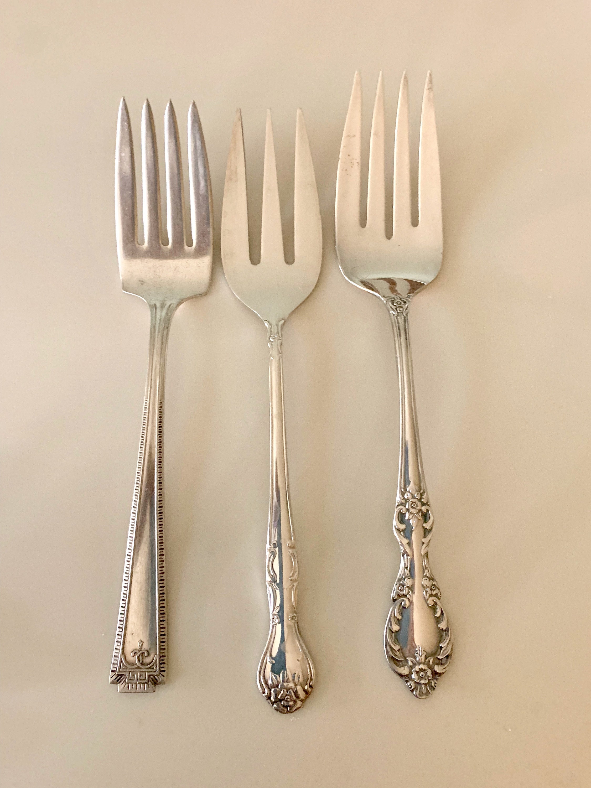 Silver Plate Cold Meat Forks, Set of 3 Vintage Silver Plate Serving