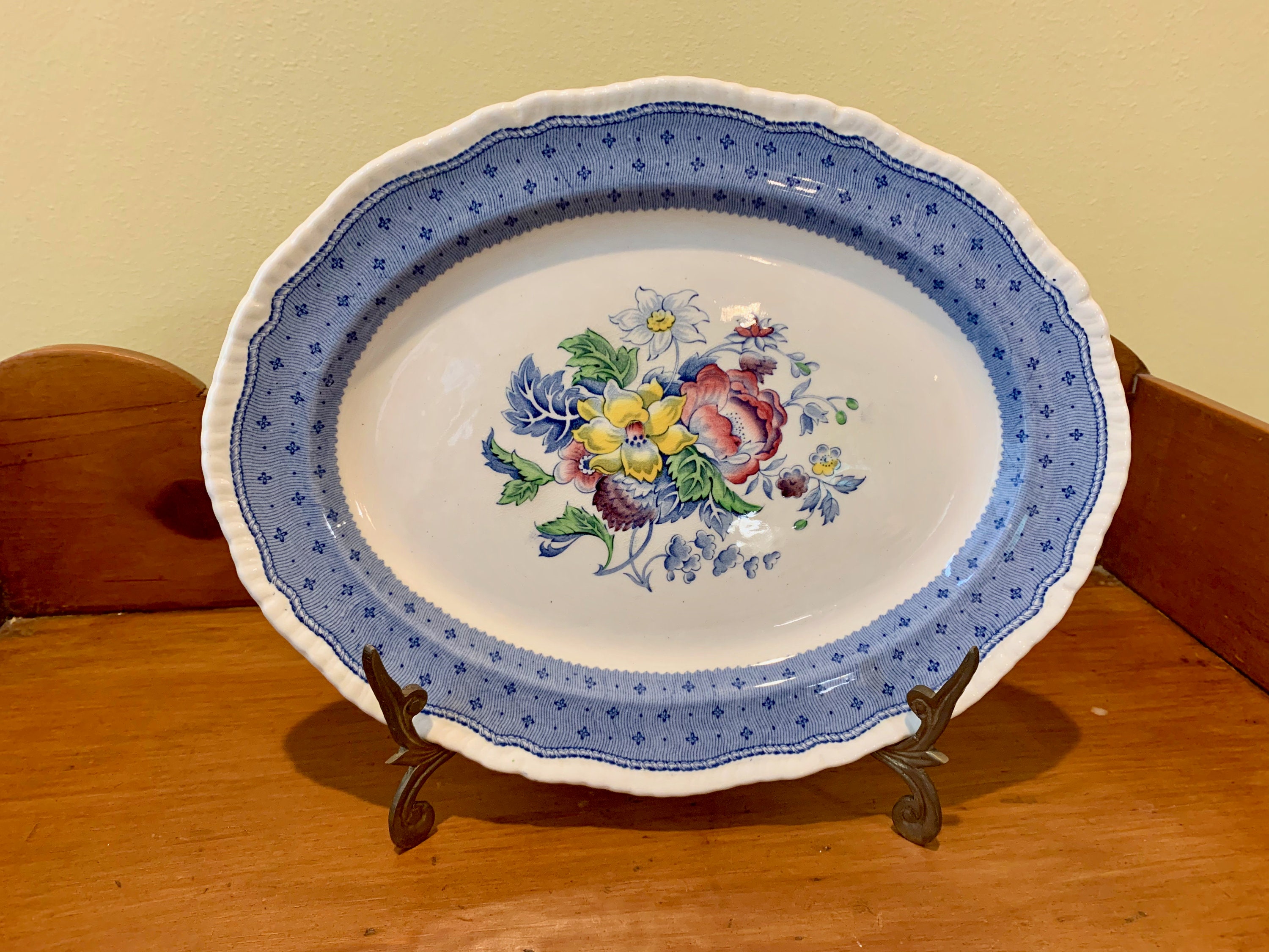 Plymouth by Ridgways Shelton England Platter, 12 inch Blue Floral ...