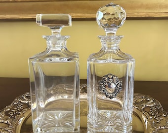 Cut Glass Decanter,  Vintage Heavy Crystal Whiskey Decanter, Liquor Decanter, 2 Available Each Sold Separately, Wedding Bridal Barware Gift