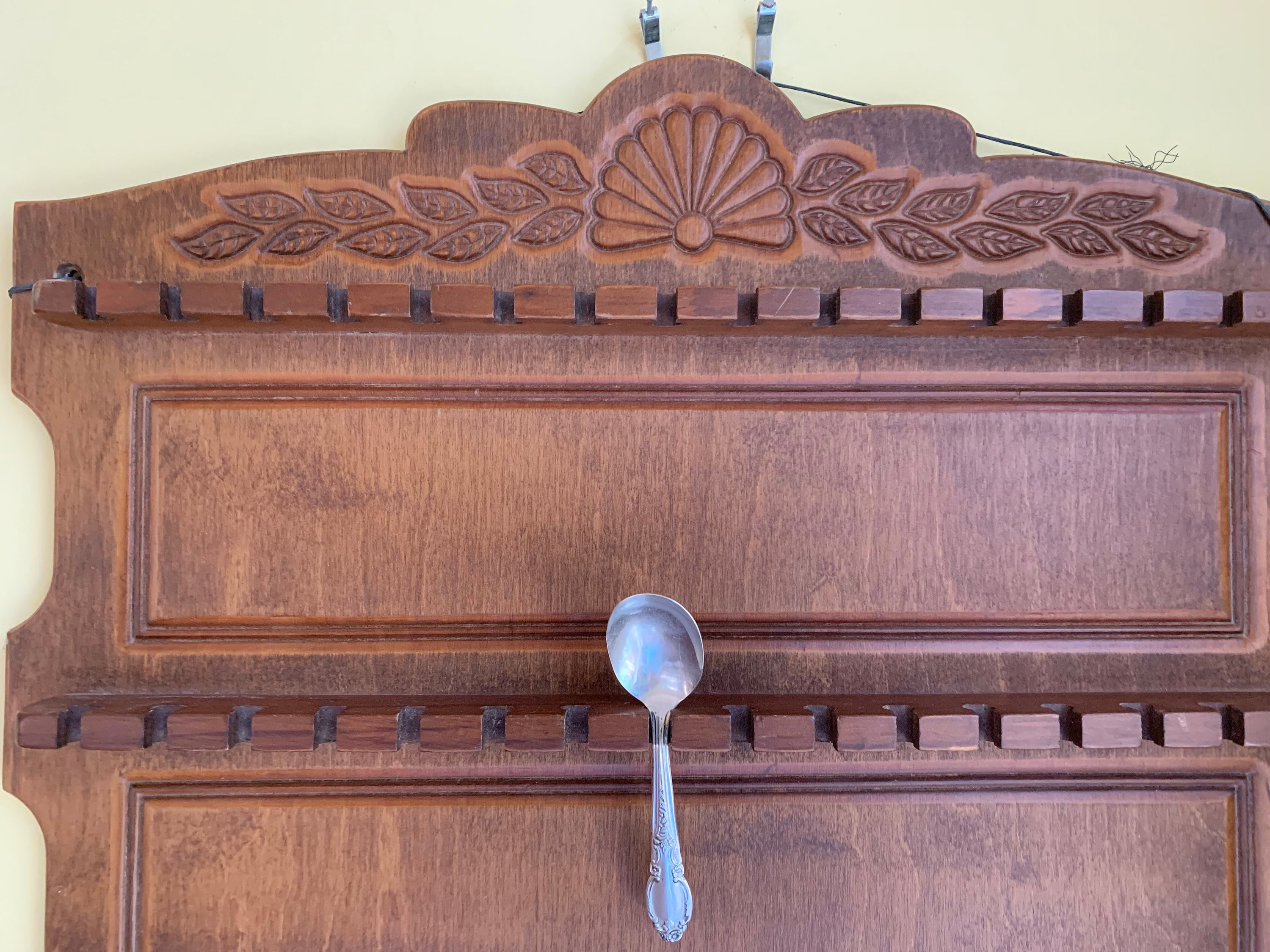 Wooden Spoon Display Rack, Vintage Decorative Spoon Collection Holder