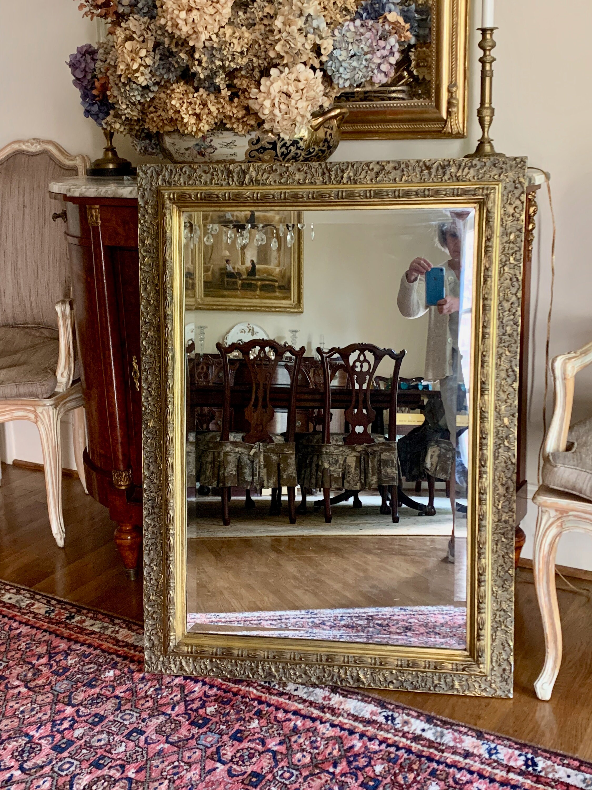 Gold Plaster Mirror, French Regency Beveled Mirror, Decorative 24 x 36