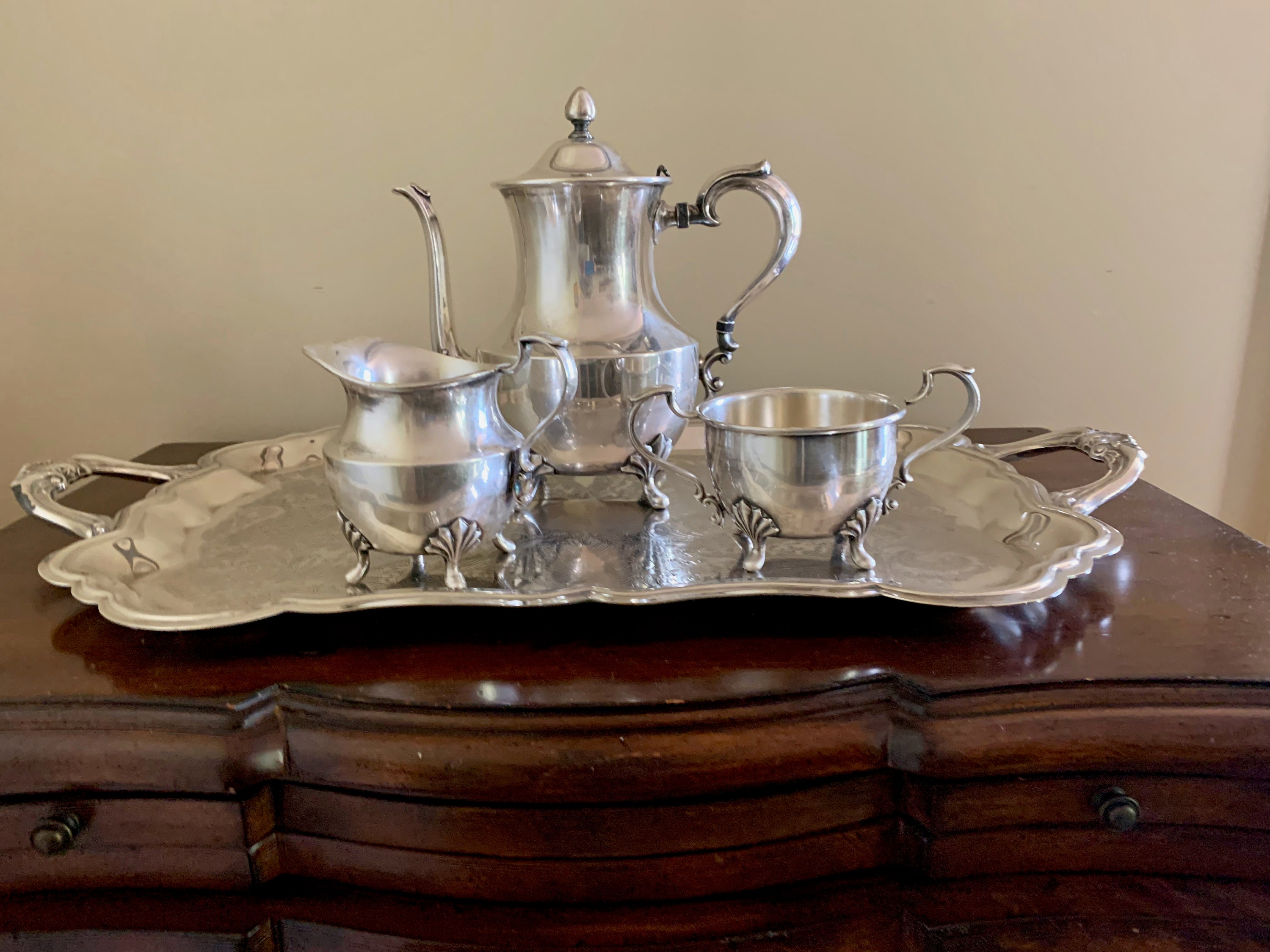 Silver Plate Tea Set With Tray 02 - oylcze0