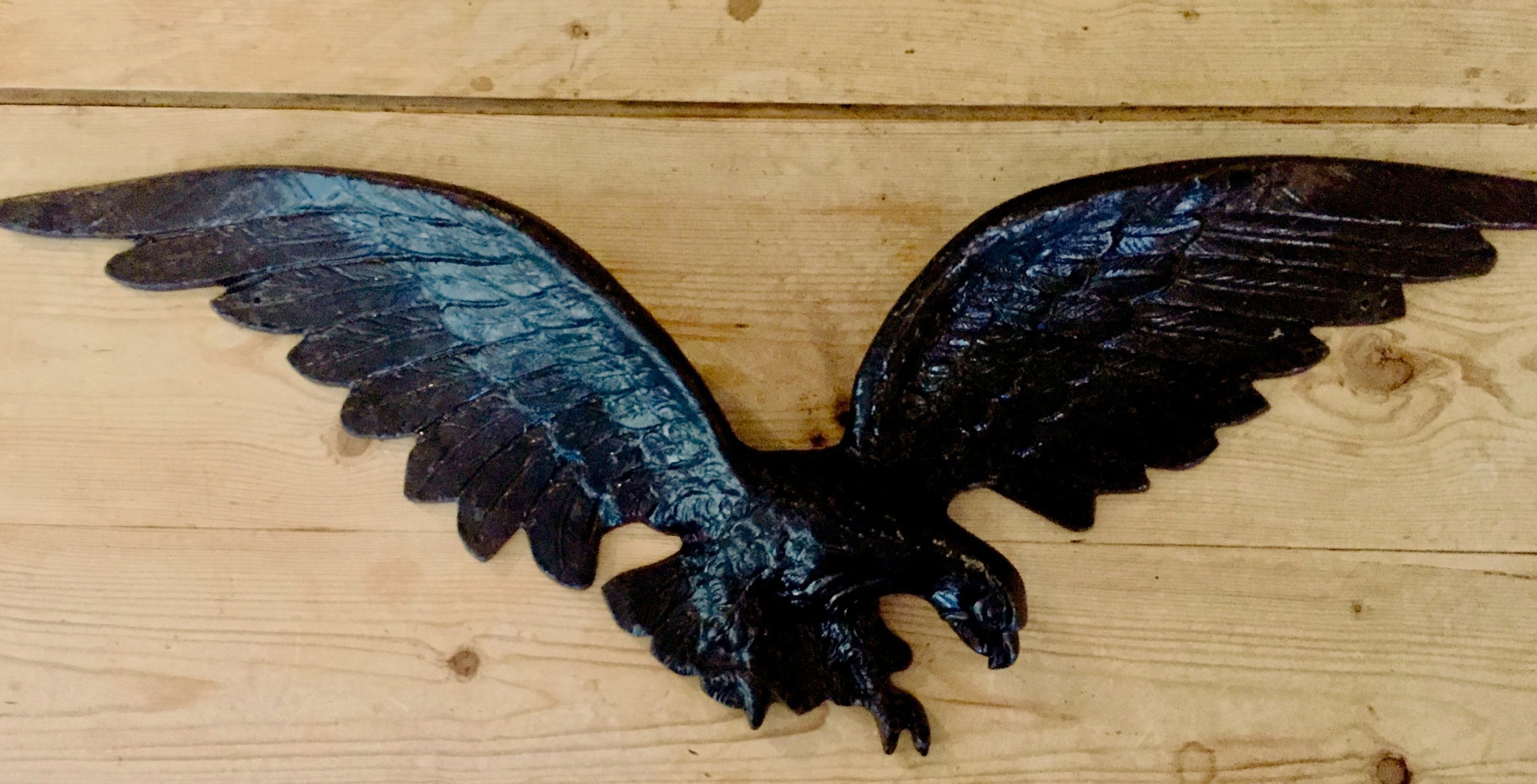 Vintage Metal Eagle, Large Hanging Cast Metal Eagle, Chippy Black