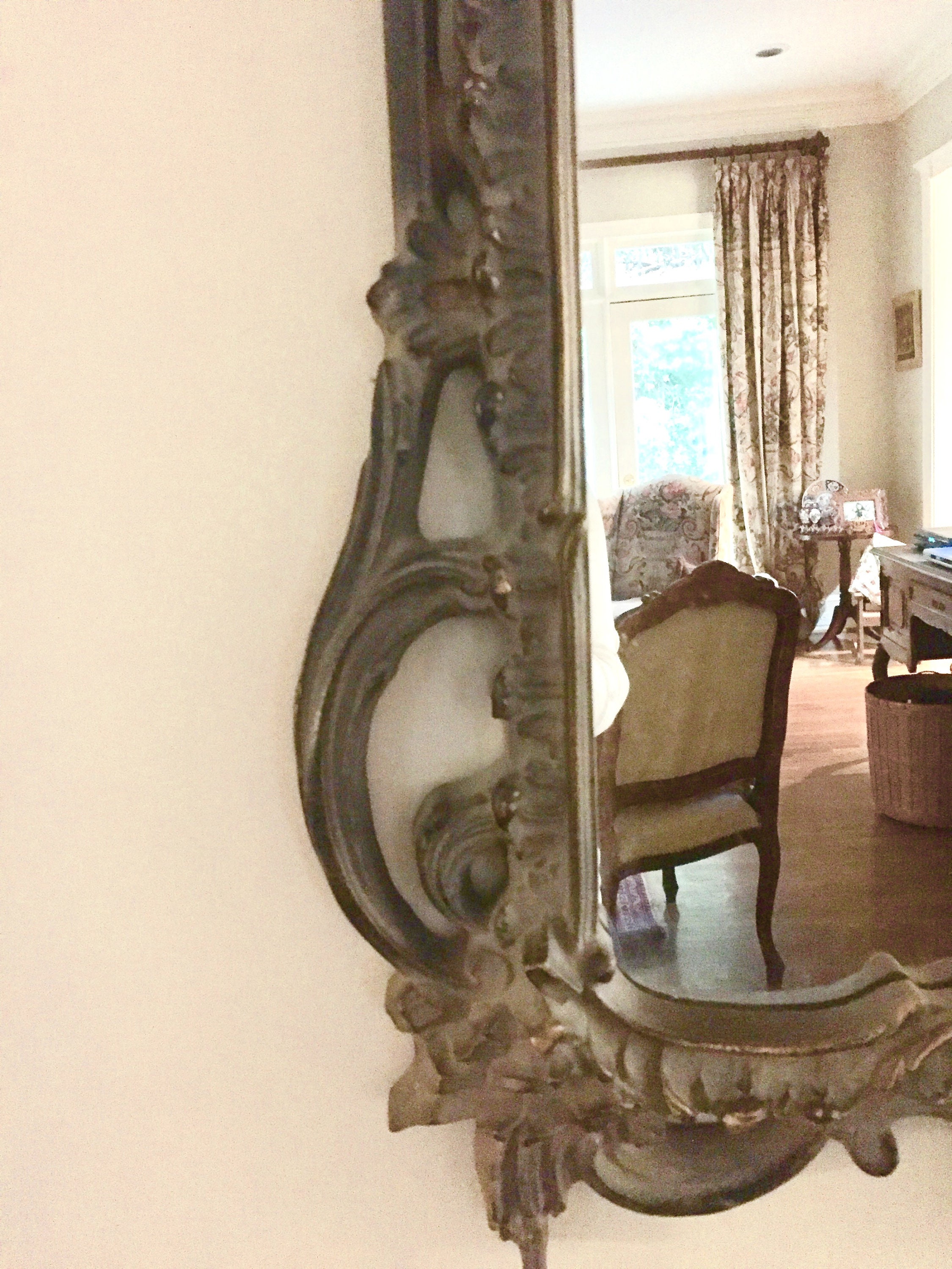 French Country Decorative Mirror, Large Vintage Resin Mirror Gray with ...
