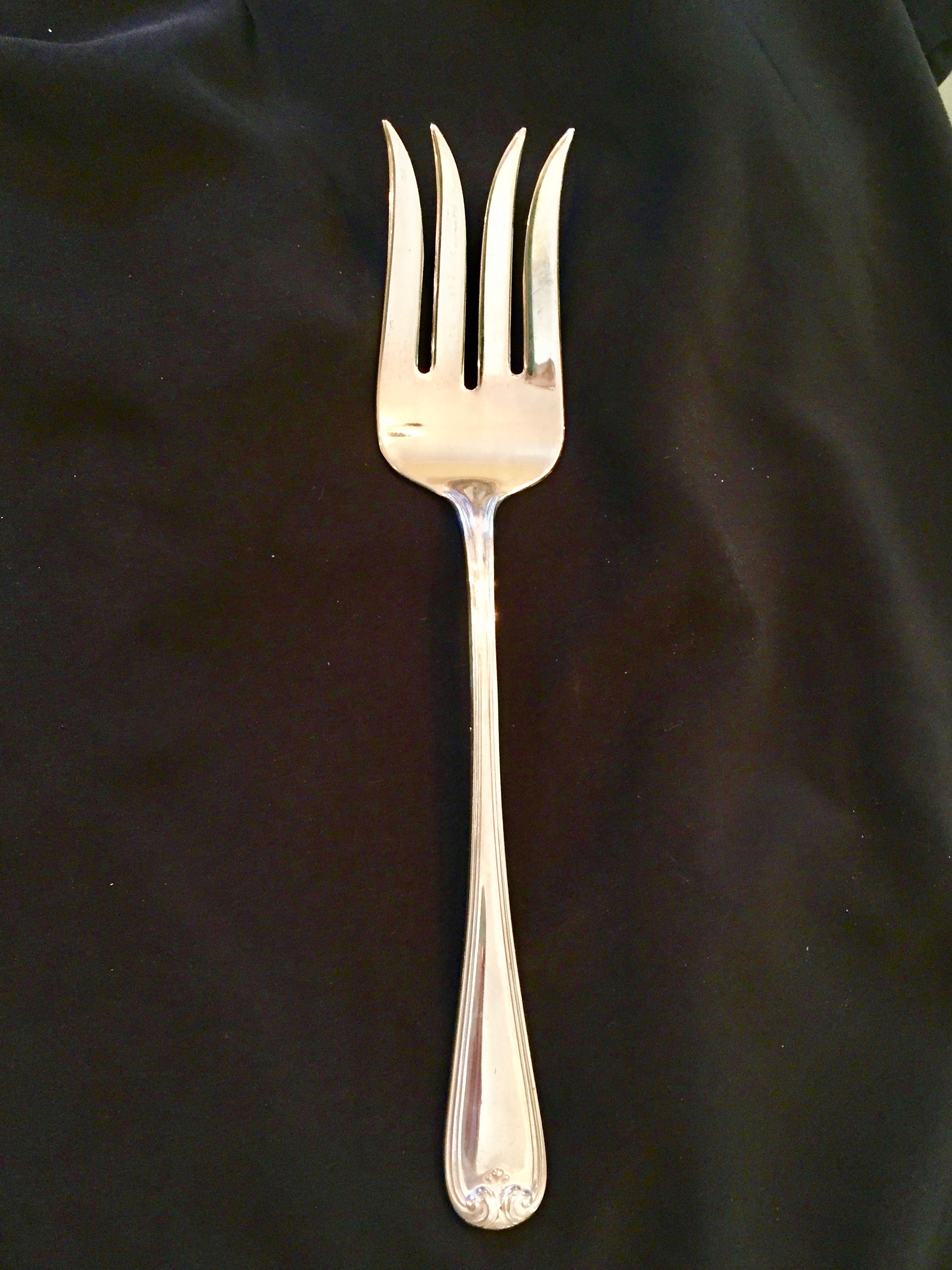 Large Silver Plate Serving Fork, Gorham Heritage Meat Fork, Italian